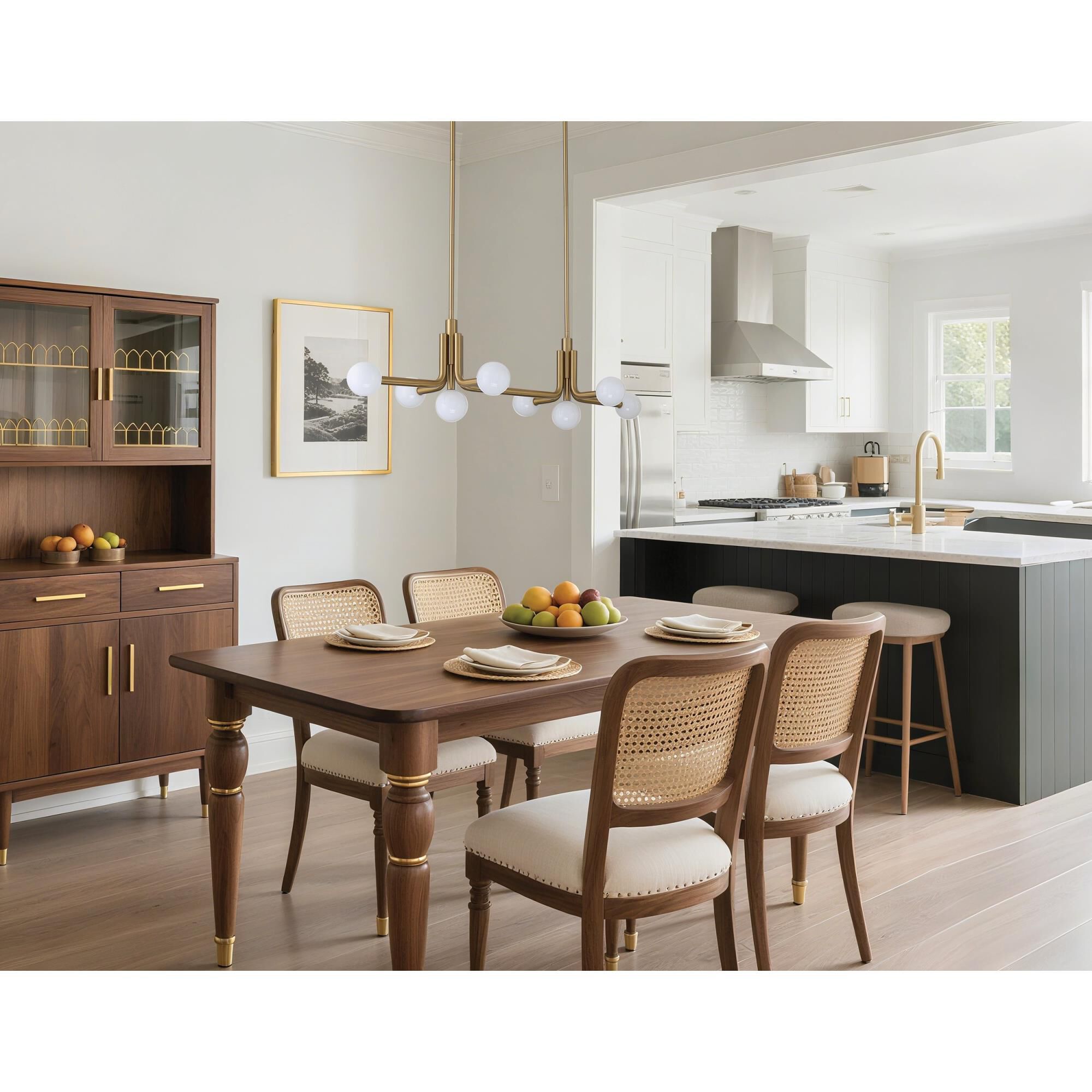 Shown in Champagne Gold finish and Opal glass