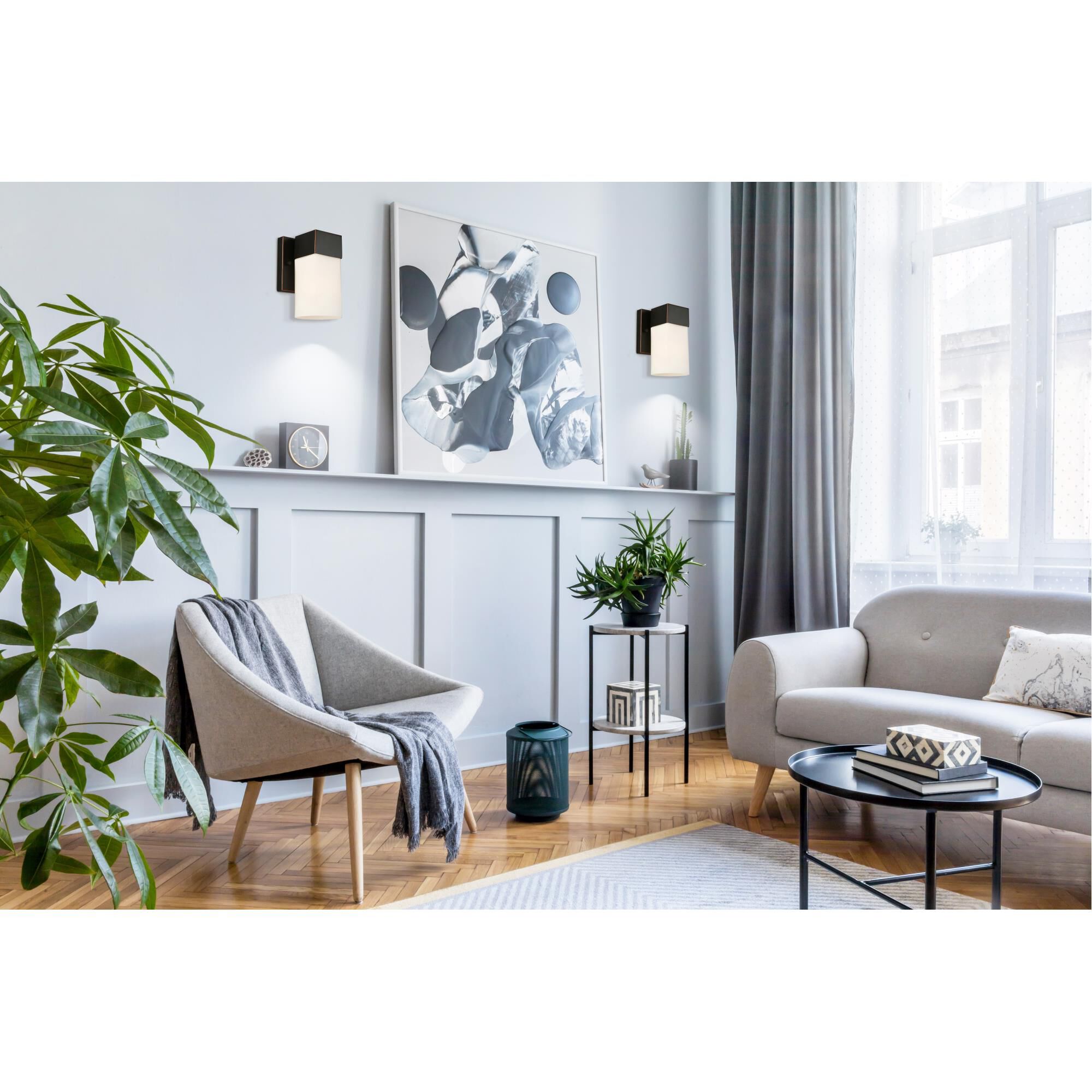 Shown in Oil Rubbed Bronze finish and Frosted glass and Square/Rectangle shade and Square - Rectangle accent