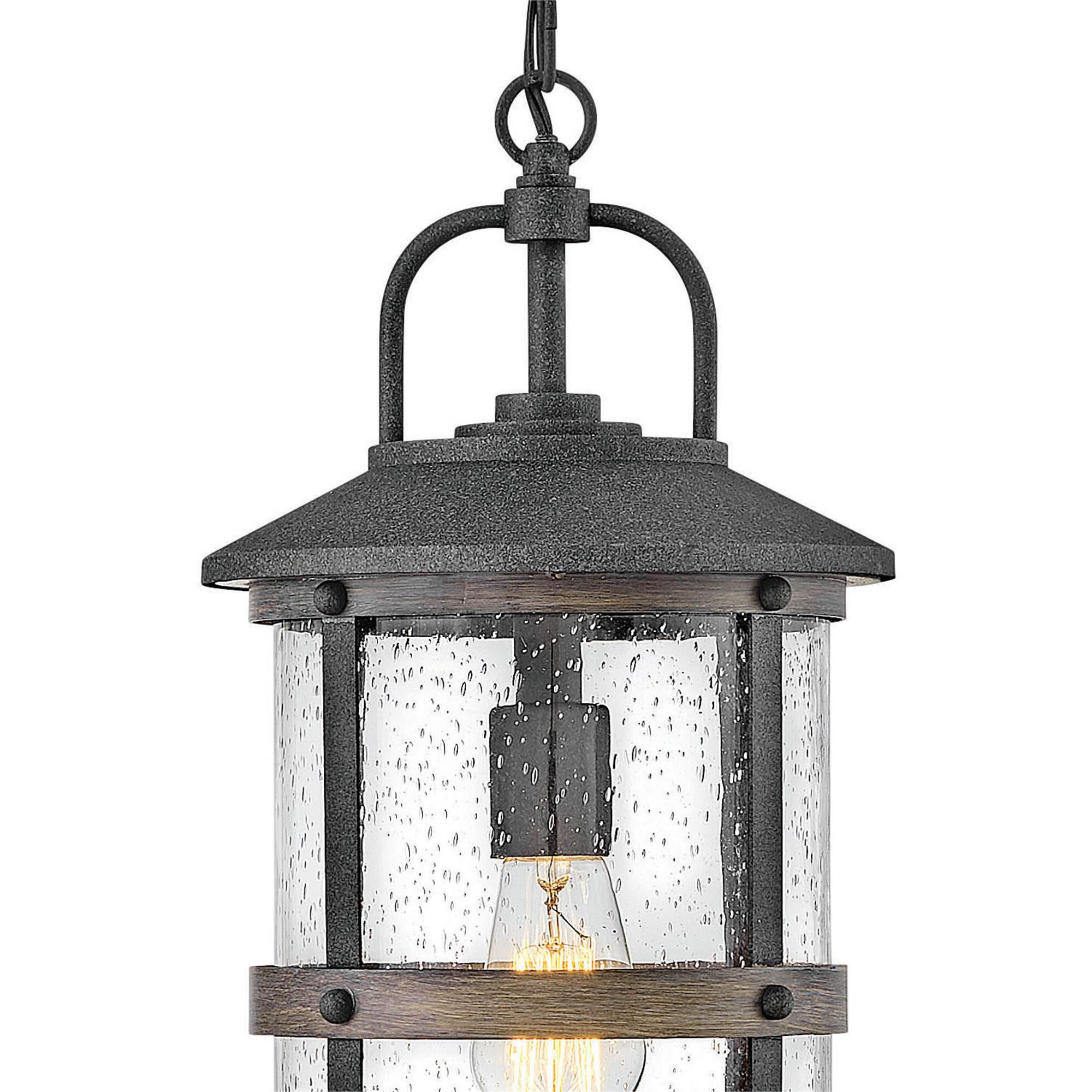 Shown in Aged Zinc finish and Clear Seedy glass and Driftwood Grey accent
