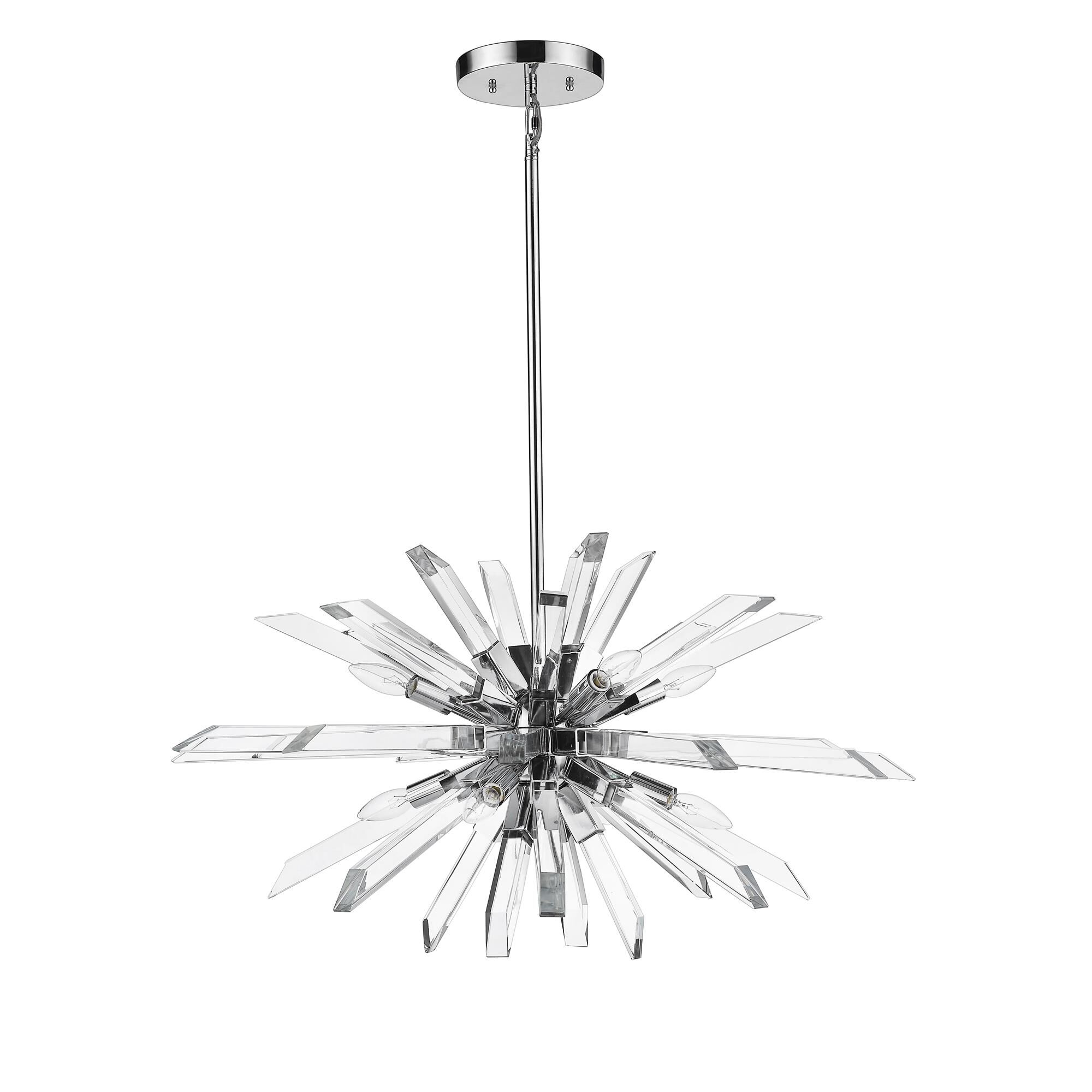 Shown in Chrome finish and Crystal glass and Crystal shade