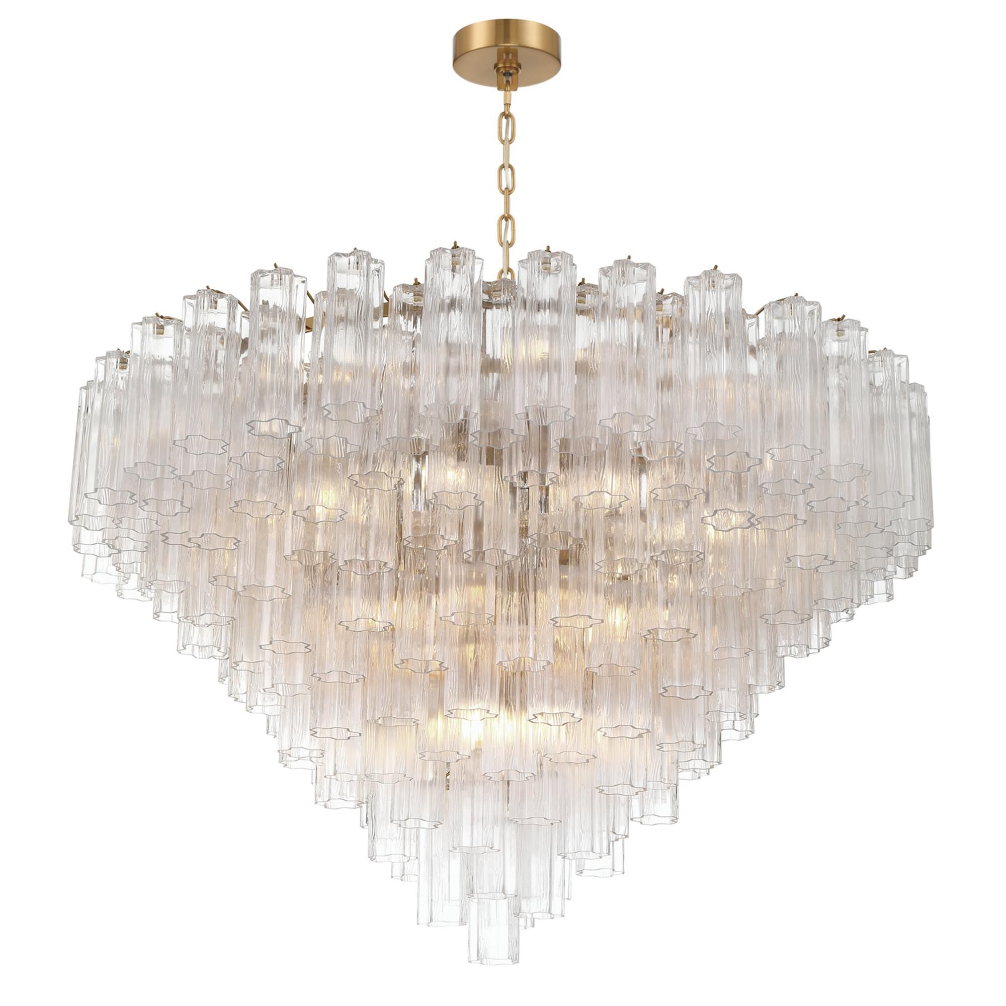Shown in Aged Brass finish and Tronchi Glass crystal