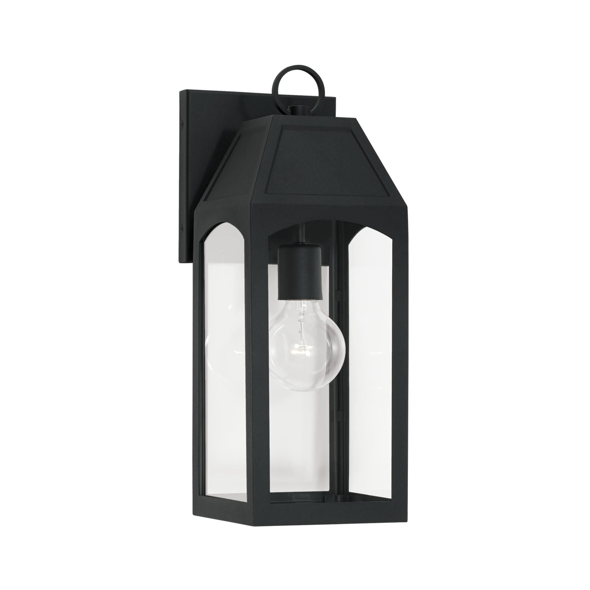 Shown in Black finish and Clear glass