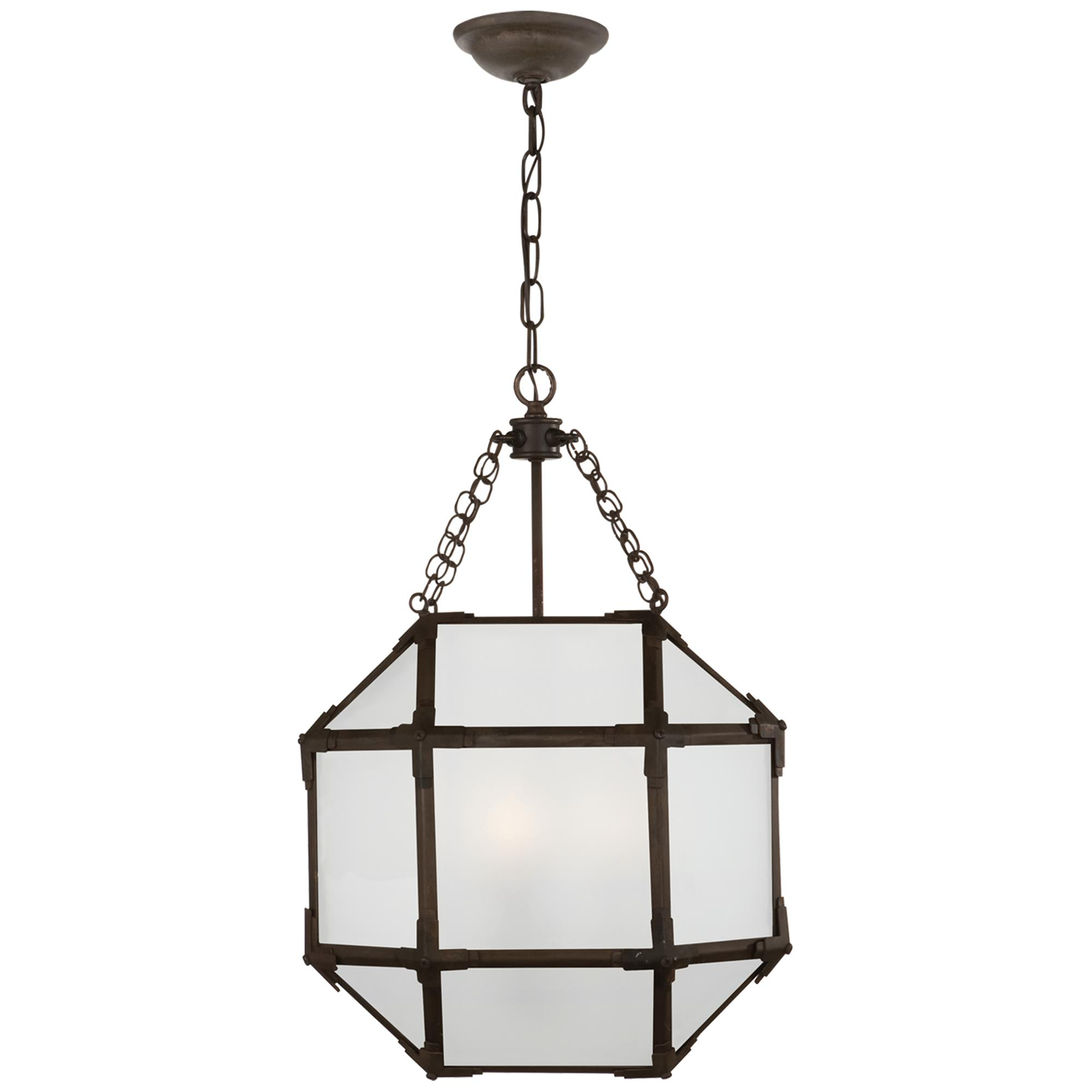 Shown in Antique Zinc finish and Frosted glass