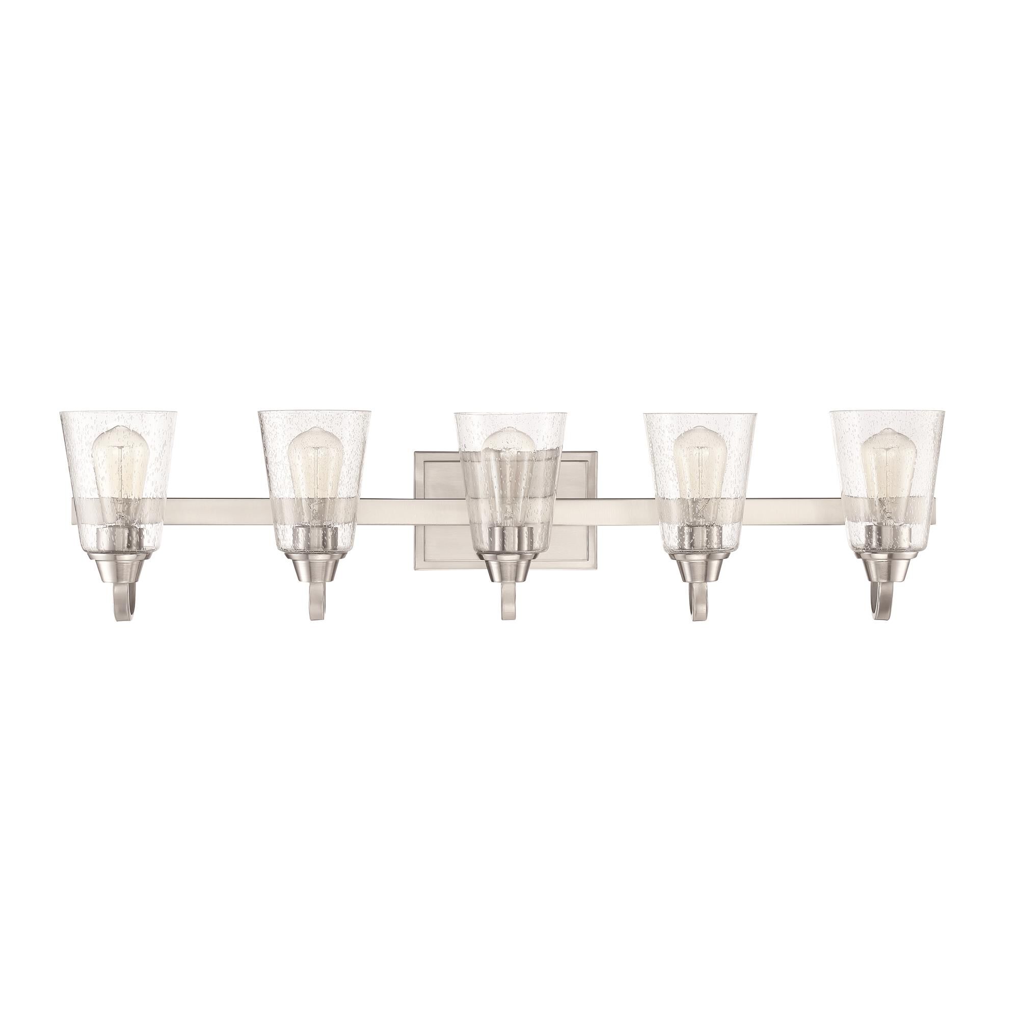 Shown in Brushed Polished Nickel finish and Clear Seeded glass and Glass shade