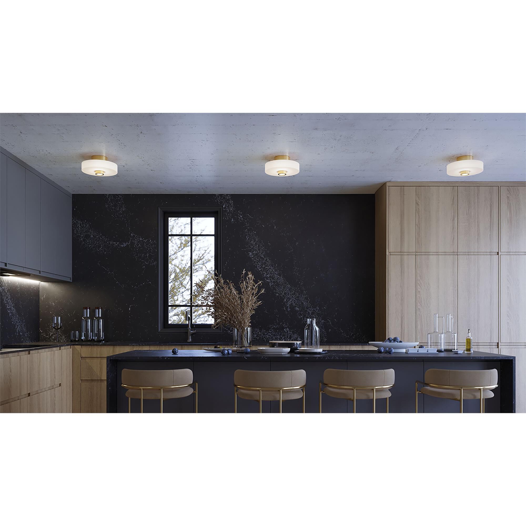 Shown in Light Antique Brass finish and White Diffuser glass