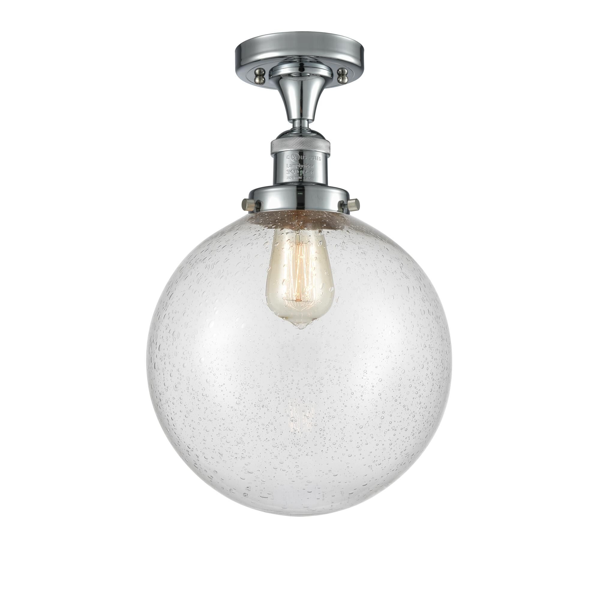 Shown in Polished Chrome finish and Seedy glass