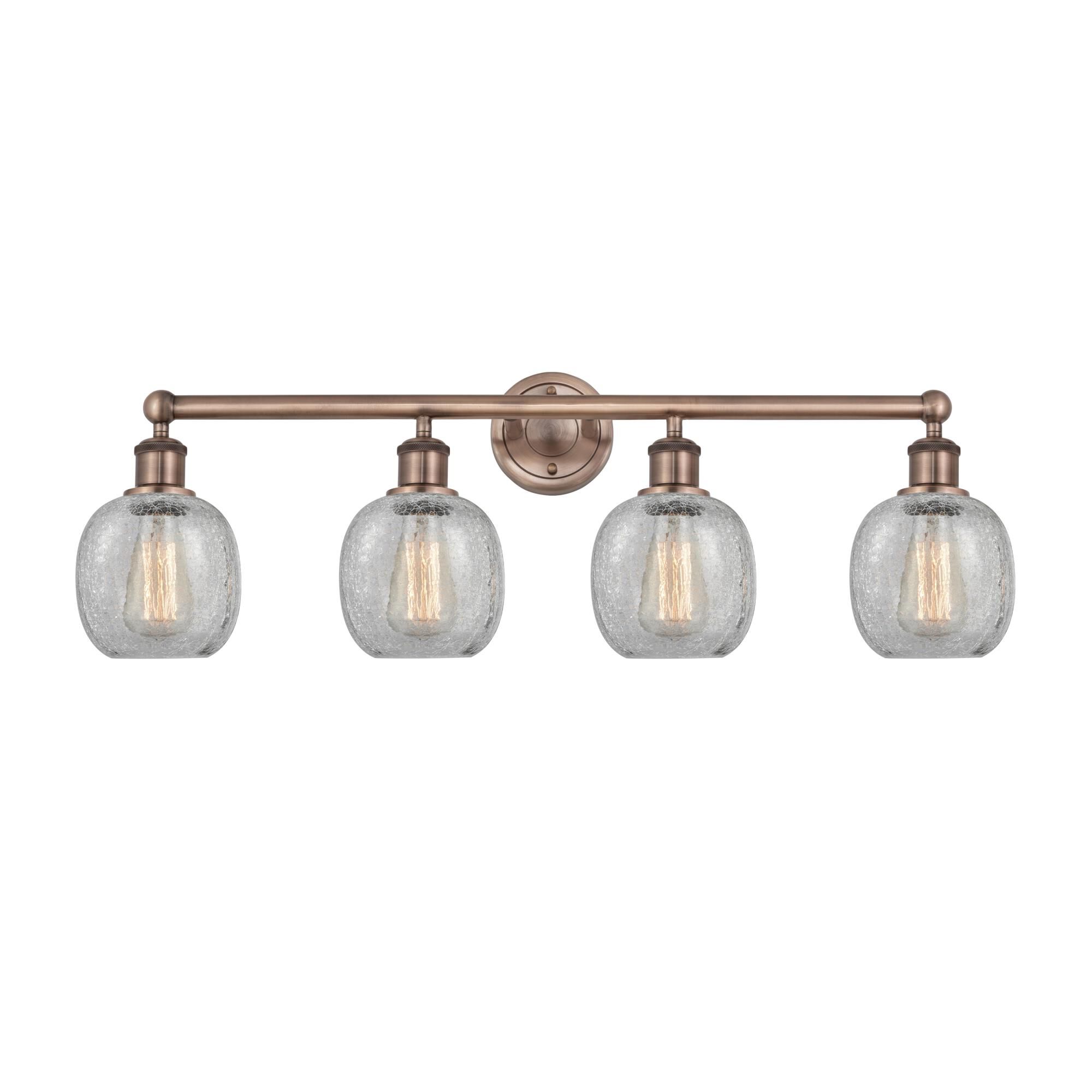 Shown in Antique Copper finish and Clear Crackle glass