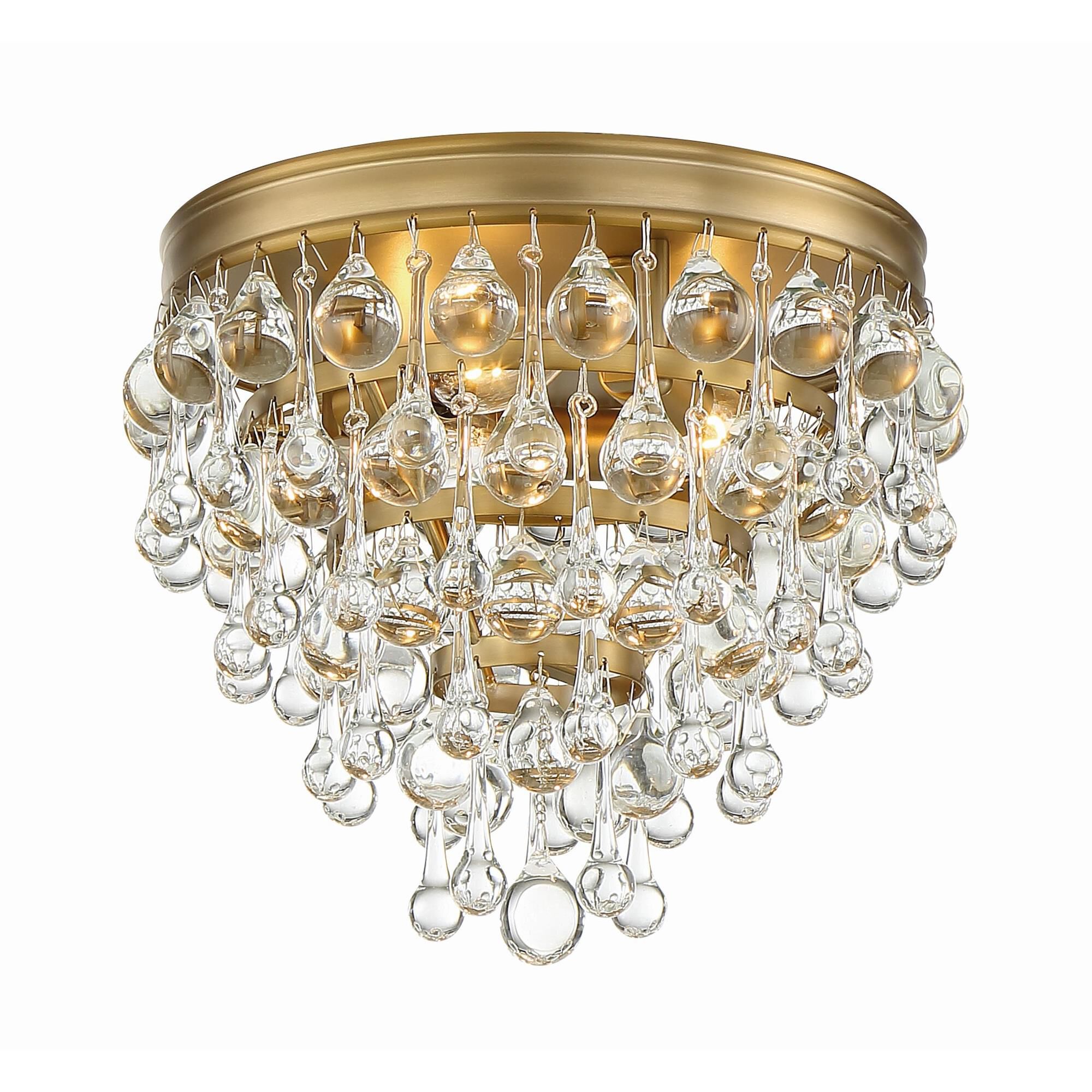 Shown in Vibrant Gold finish and Clear Glass Drops crystal