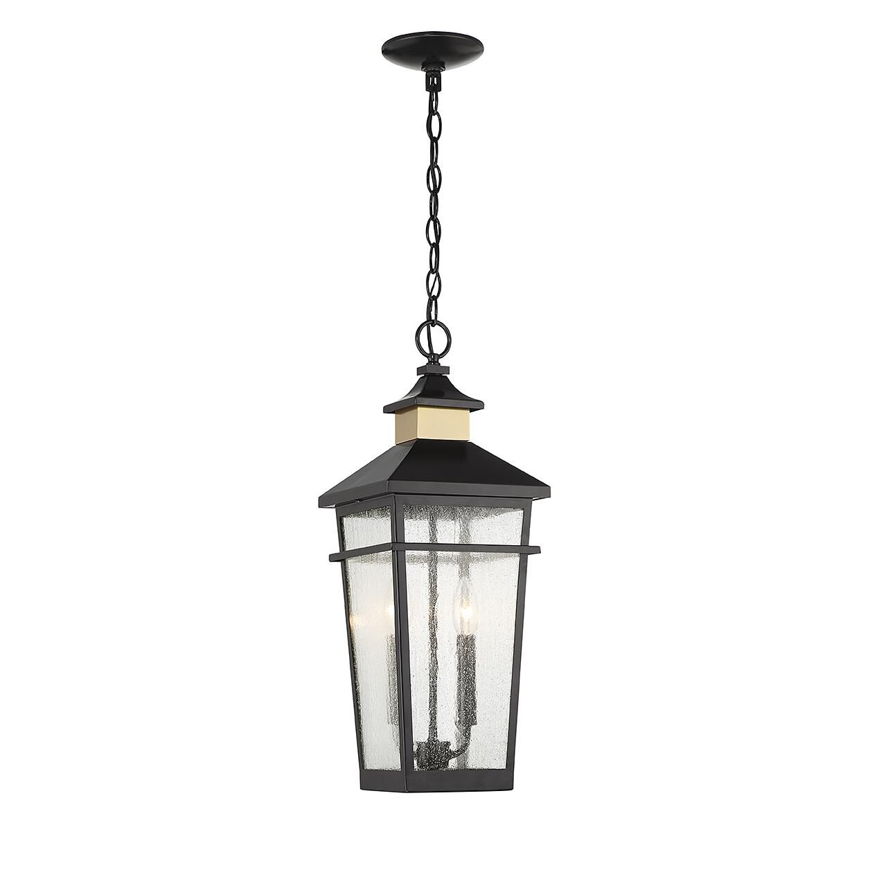 Shown in Matte Black With Warm Brass finish and Clear Seeded glass and Glass shade