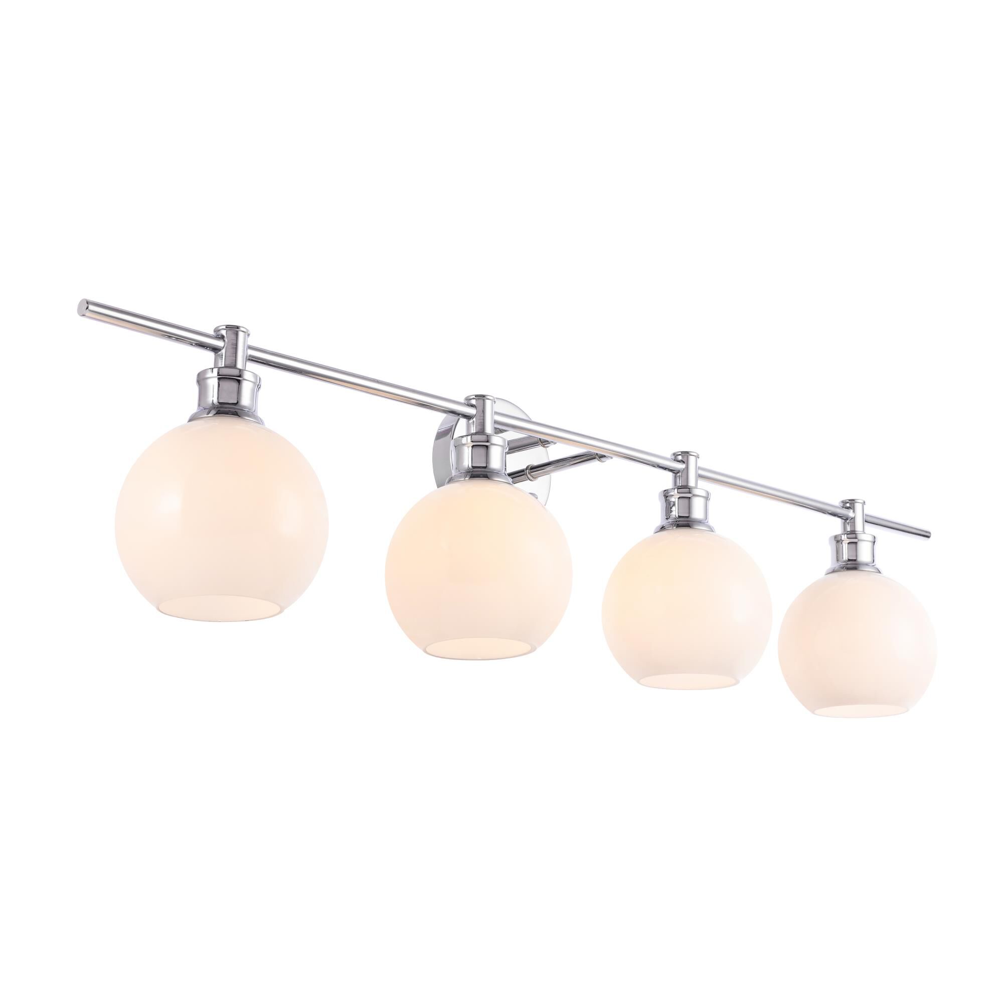 Shown in Chrome finish and Frosted White  glass