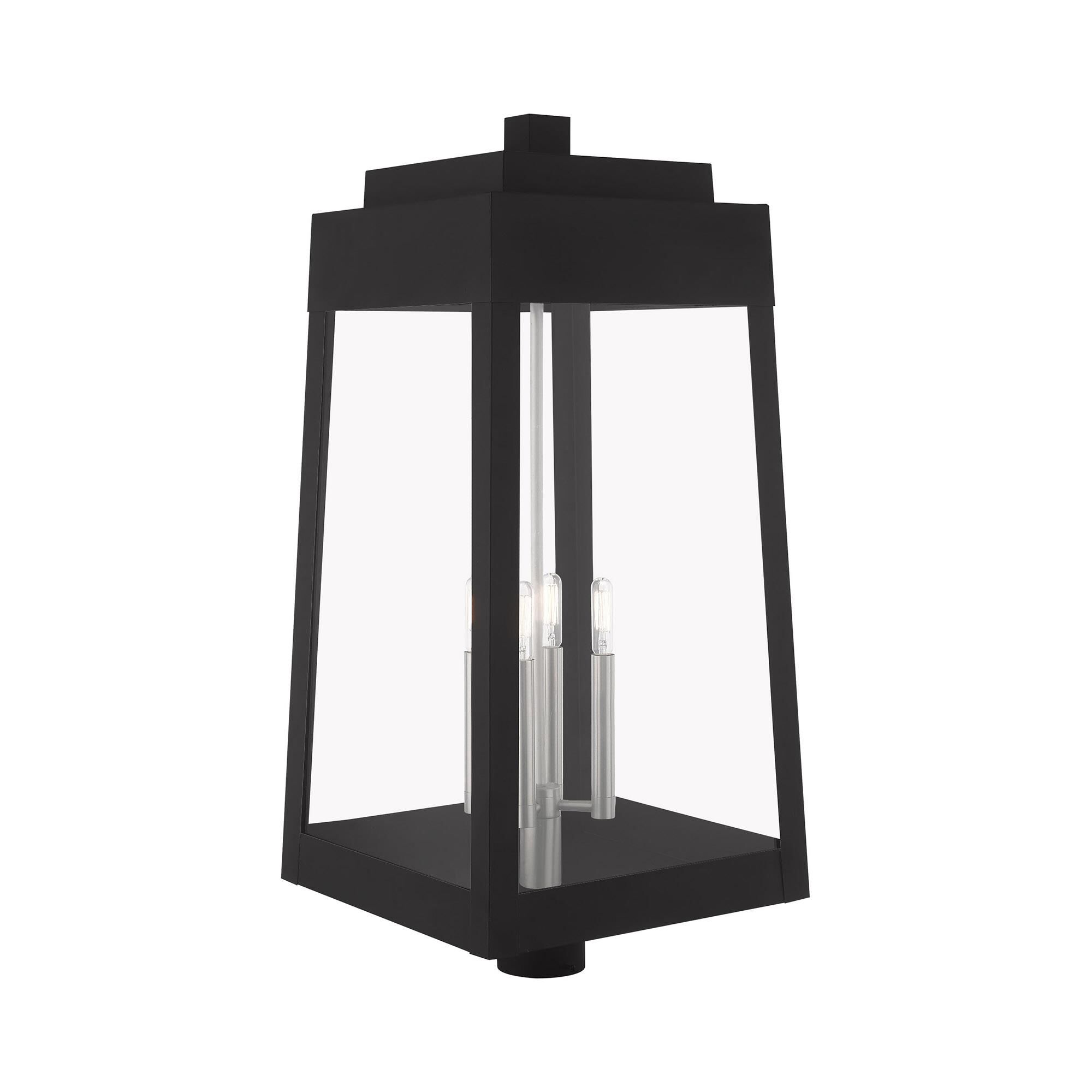 Shown in Black finish and Clear glass