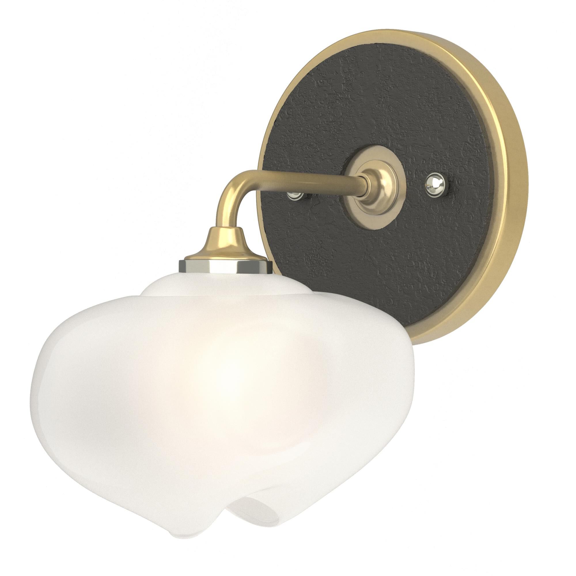 Shown in Modern Brass finish and Frosted glass and Black (10) accent