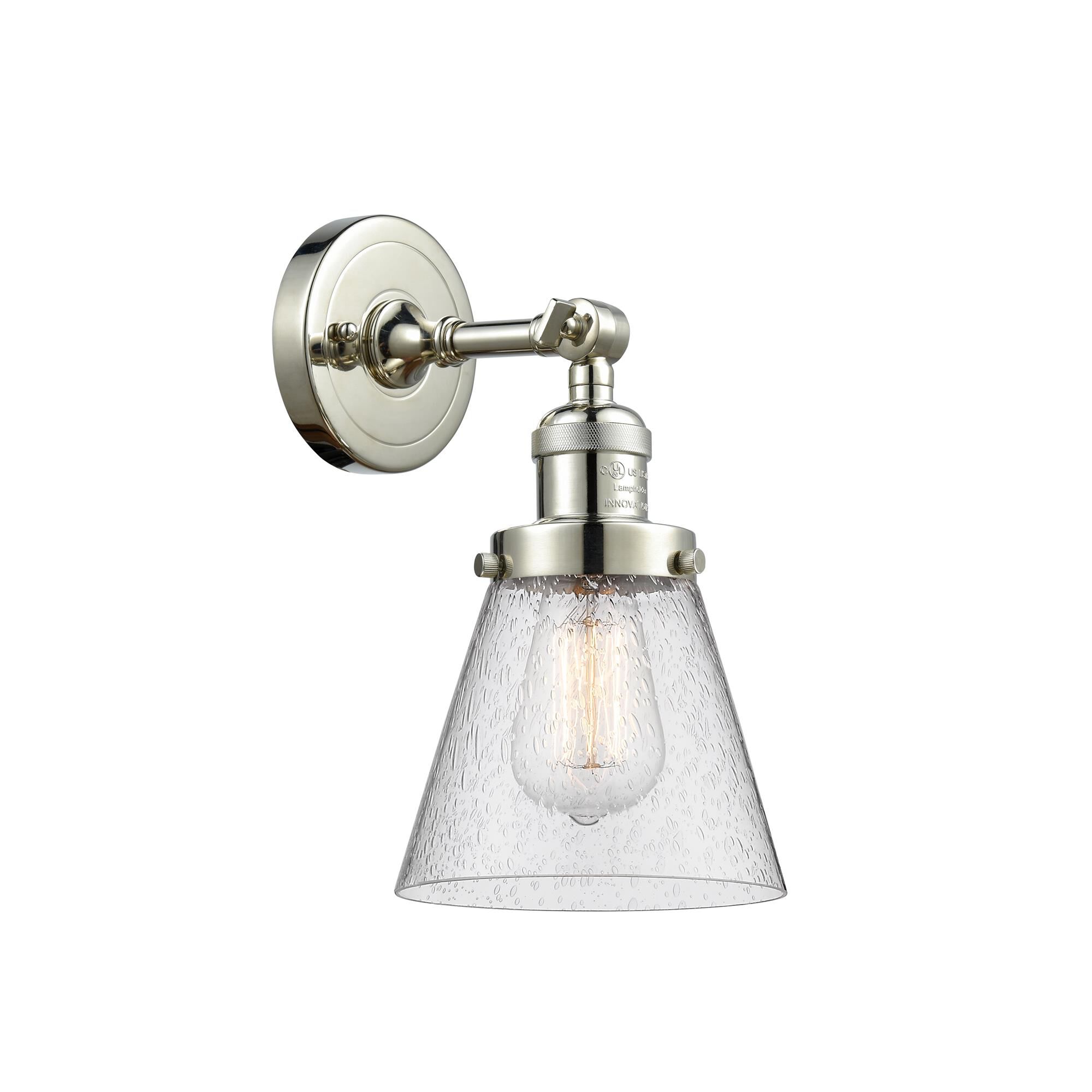 Shown in Polished Nickel finish and Seedy glass