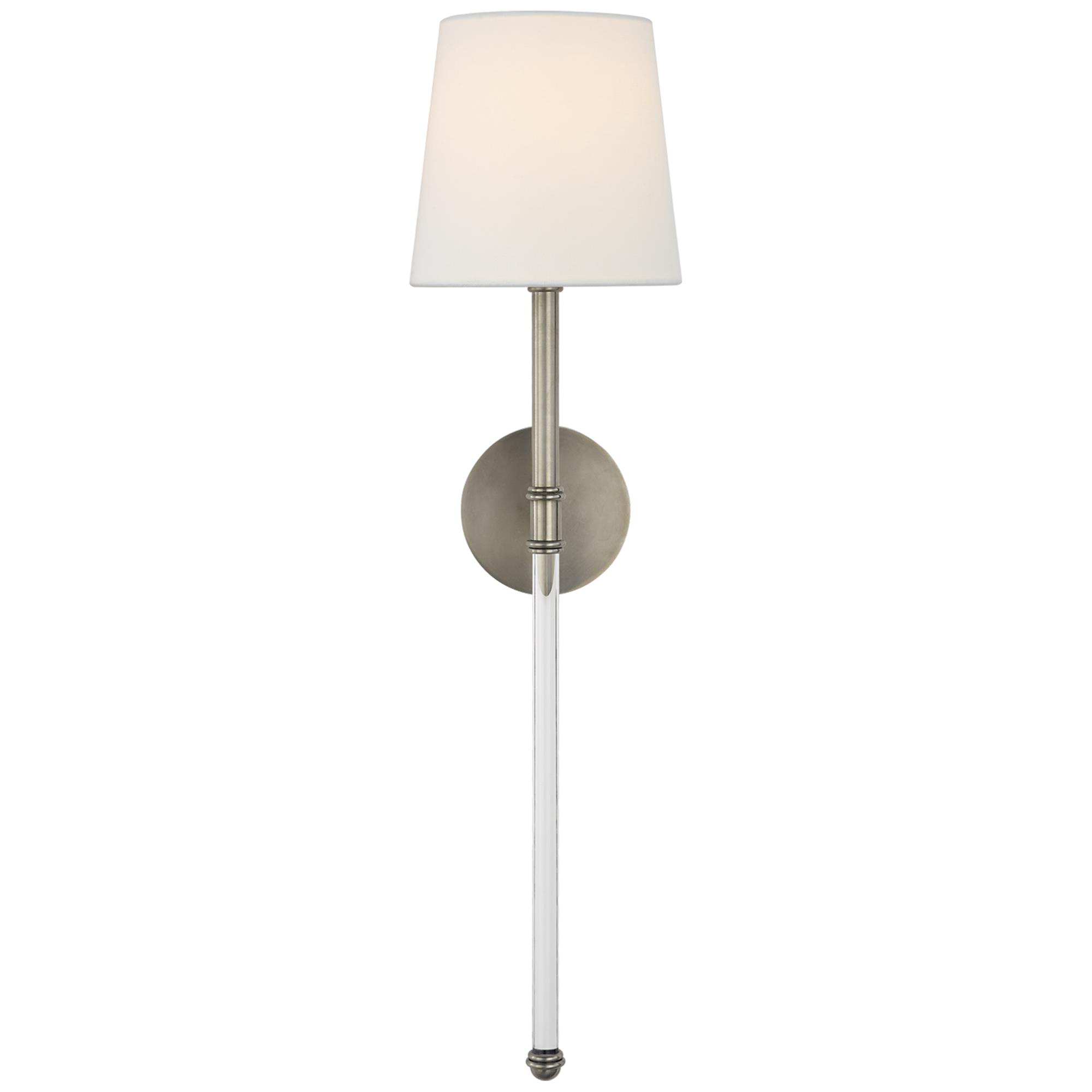Shown in Antique Nickel finish and Linen shade