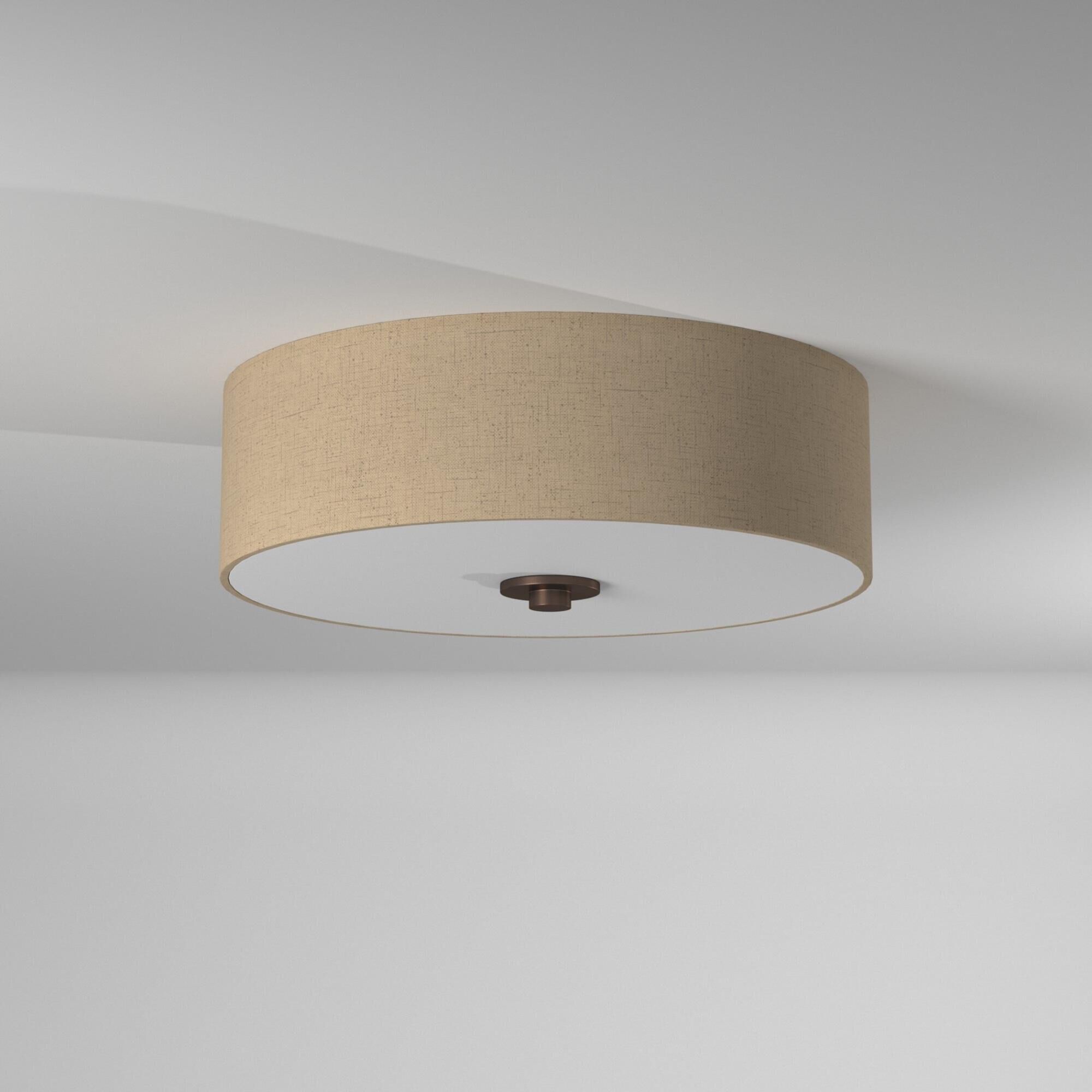 Shown in Dark Bronze finish and Cream Linen Woven Fabric shade