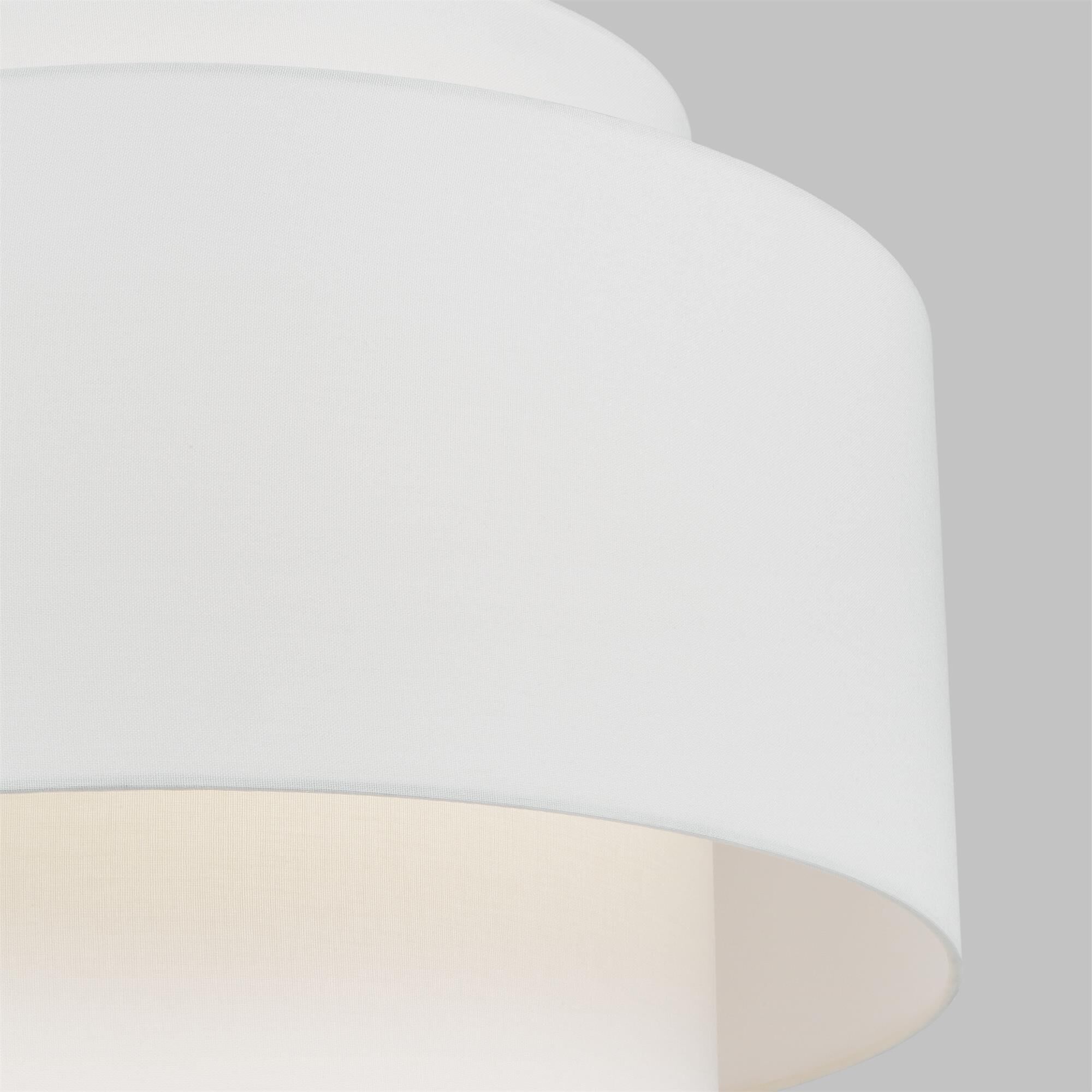 Shown in Polished Nickel finish and White Linen Fabric shade