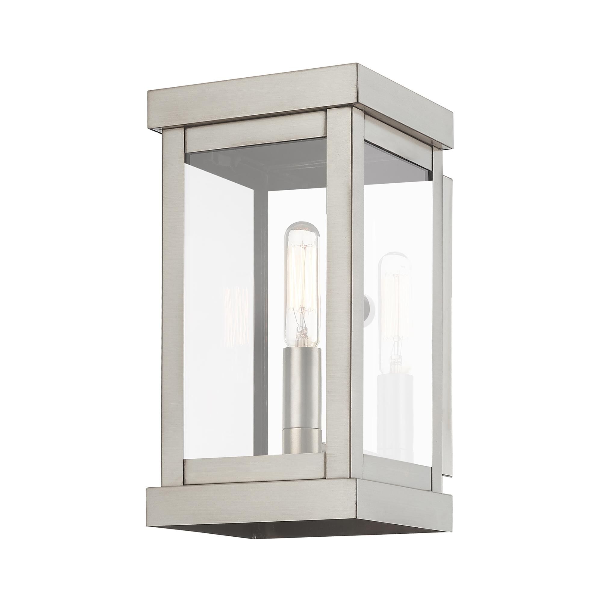 Shown in Brushed Nickel finish and Clear glass