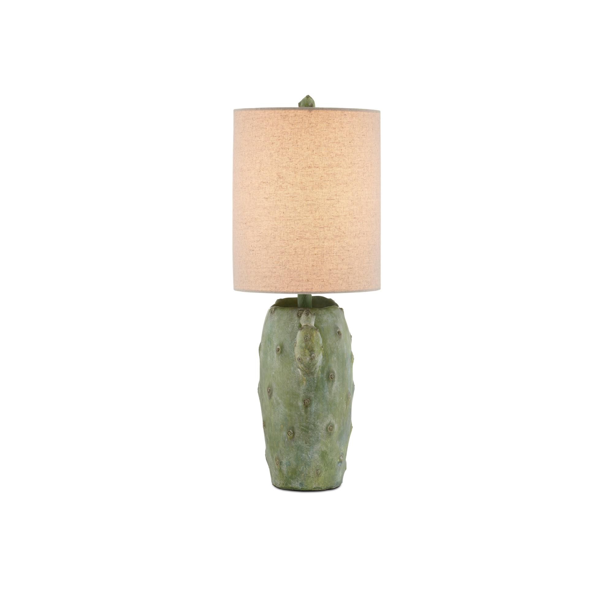 Shown in Antiqued Green finish and Natural Linen shade