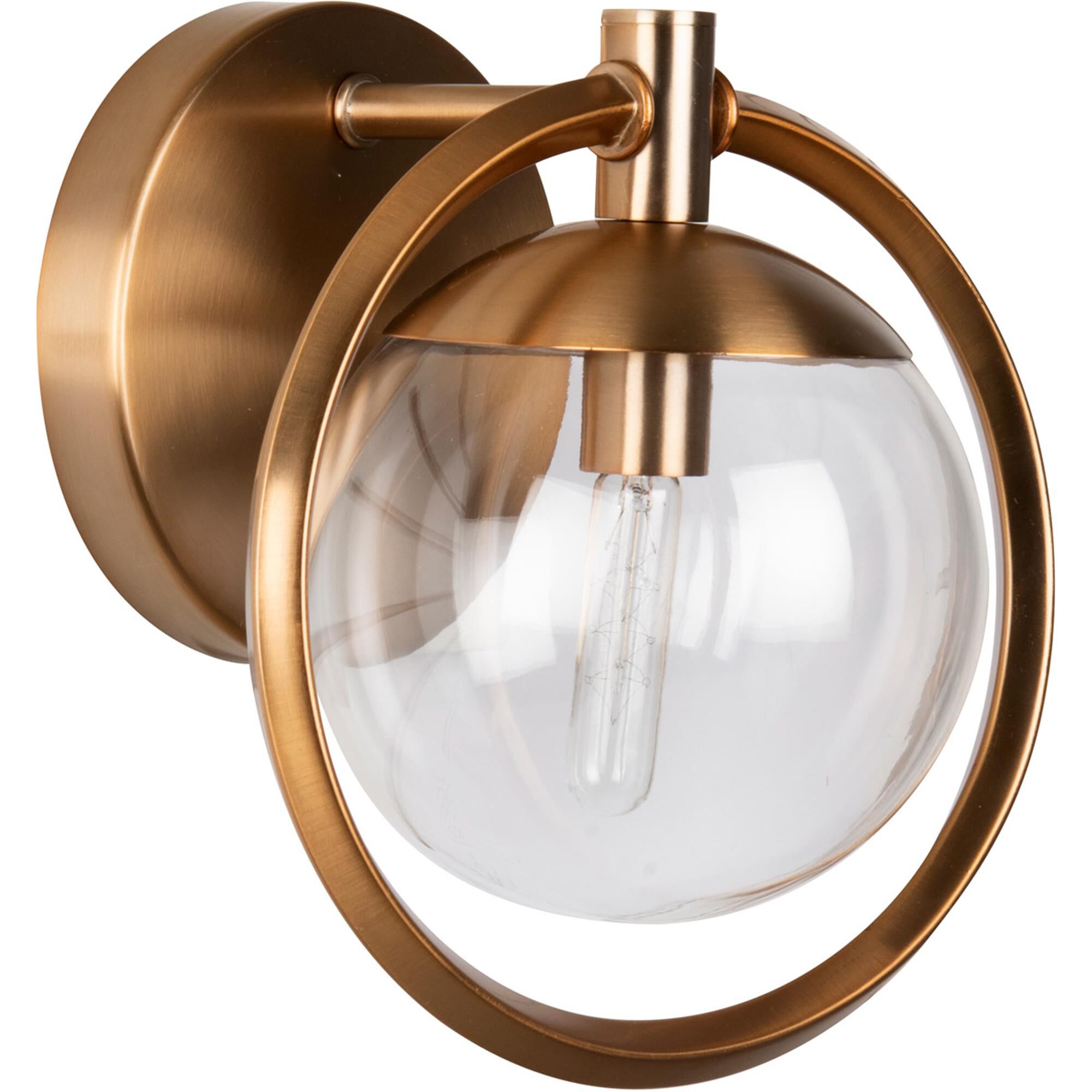 Shown in Satin Brass finish and Clear glass and Glass shade