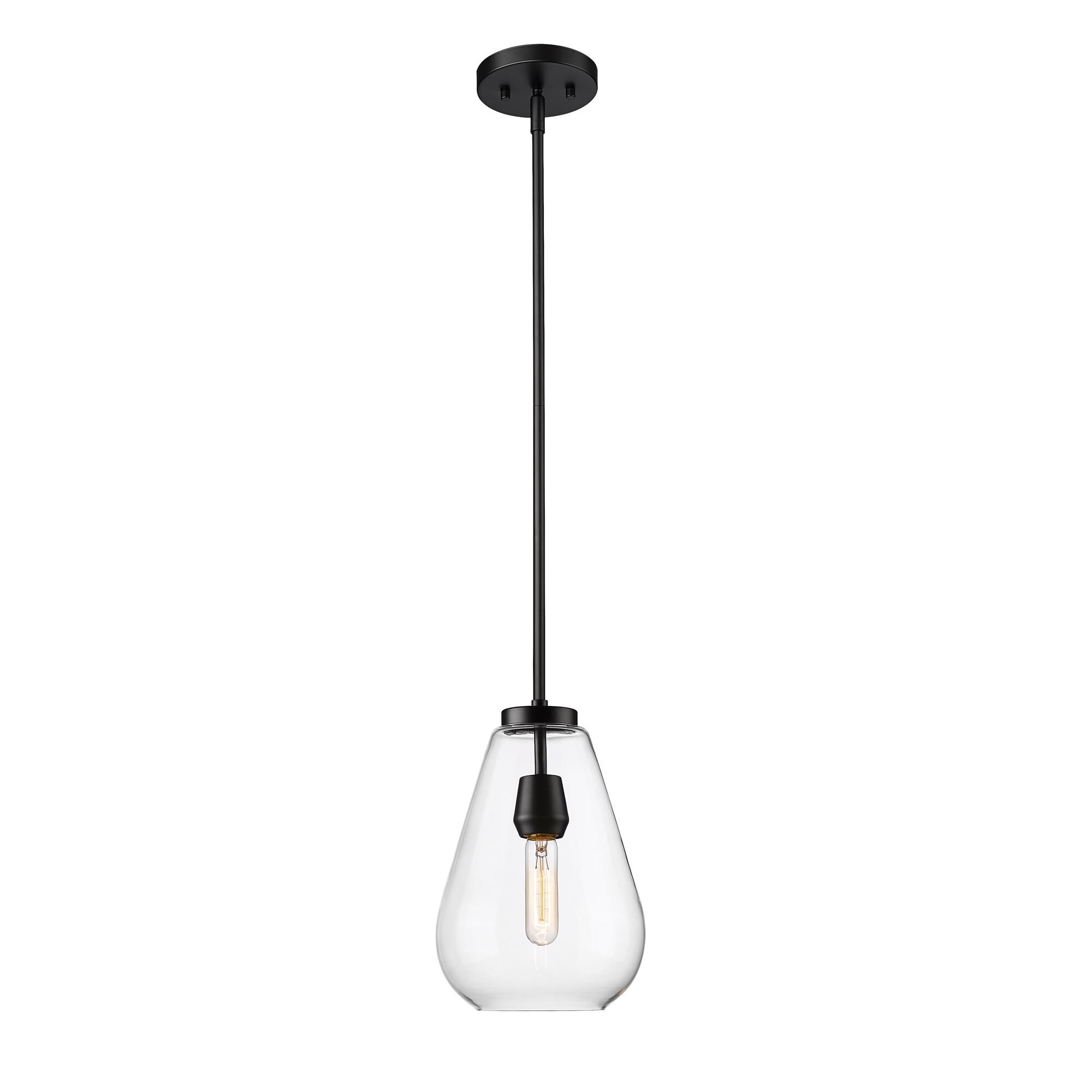 Shown in Matte Black finish and Clear glass and Clear shade