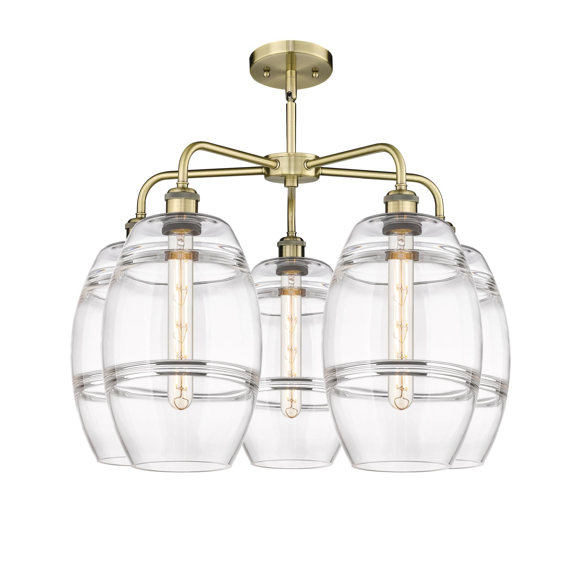 Shown in Antique Brass finish and Clear glass