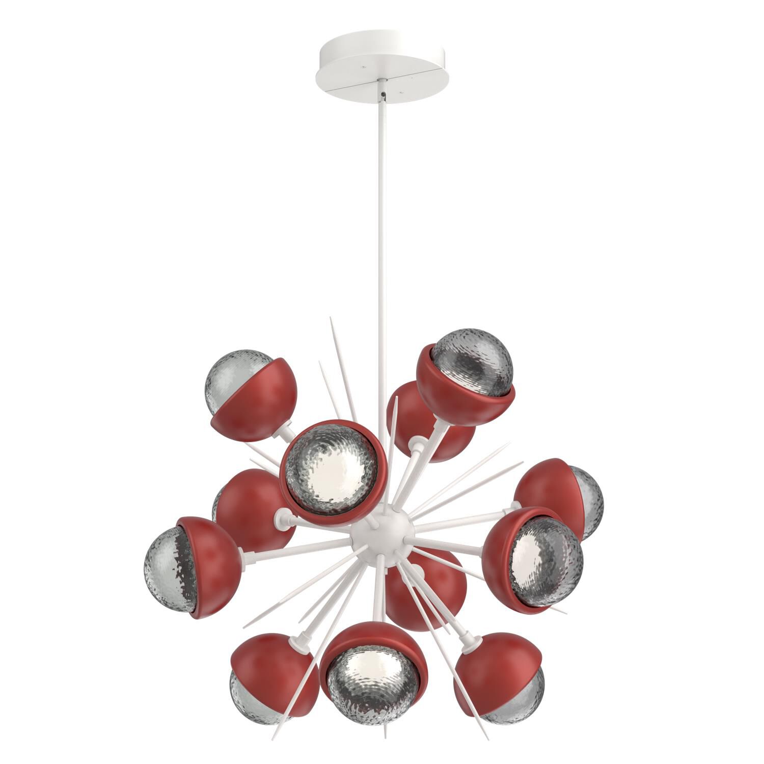 Shown in Salt White finish and Smoke glass and Cinnamon Red accent