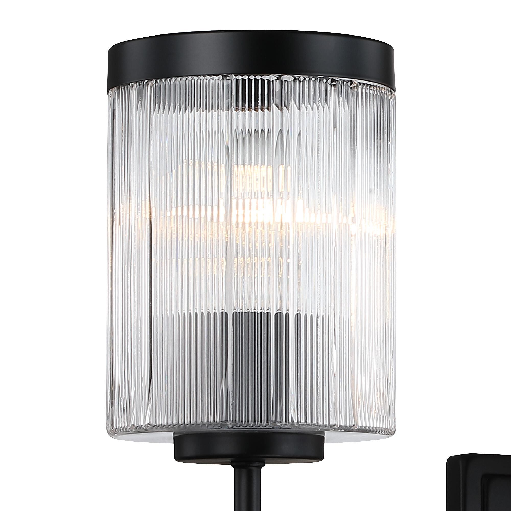 Shown in Matte Black finish and Clear Ribbed glass