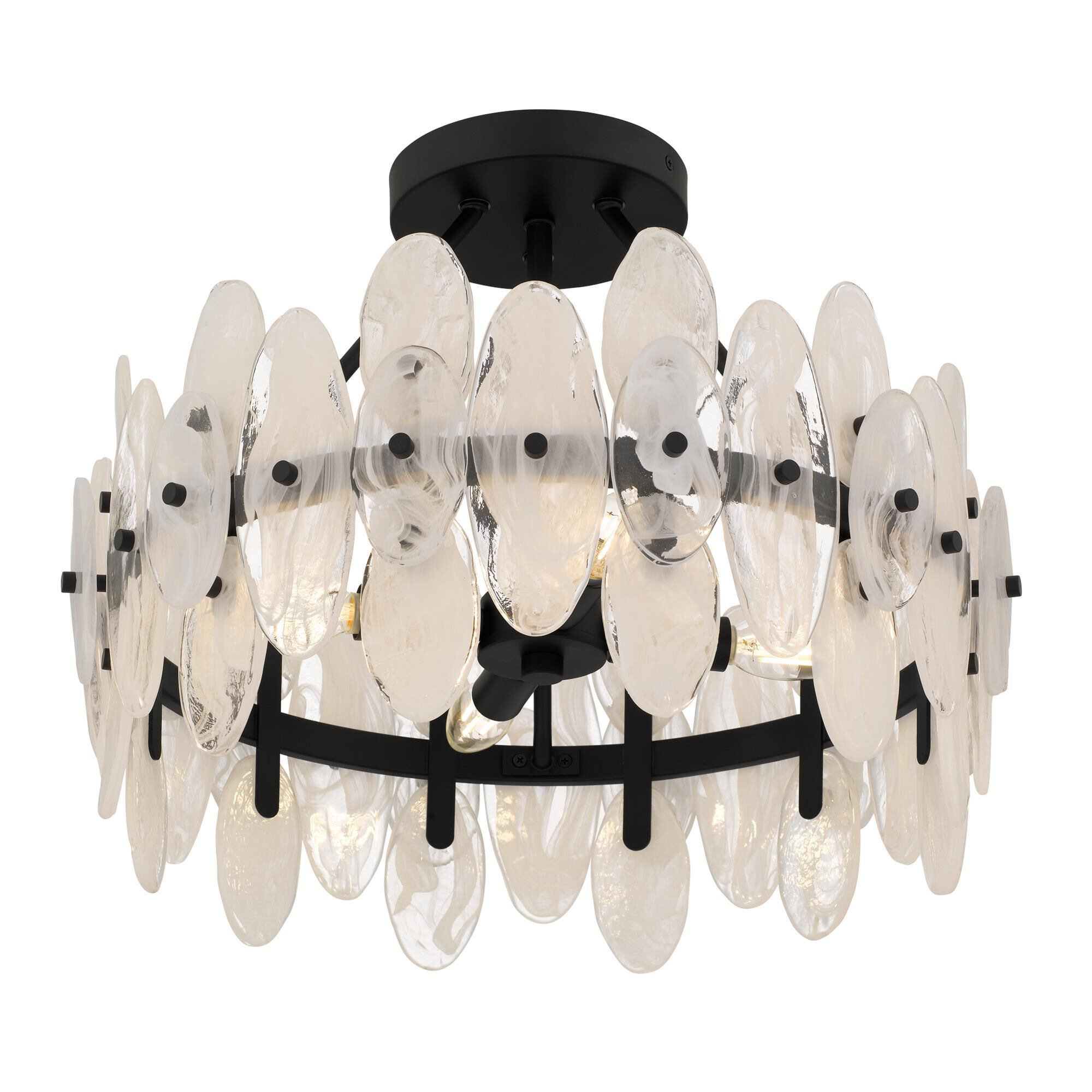 Shown in Matte Black finish and Glass shade