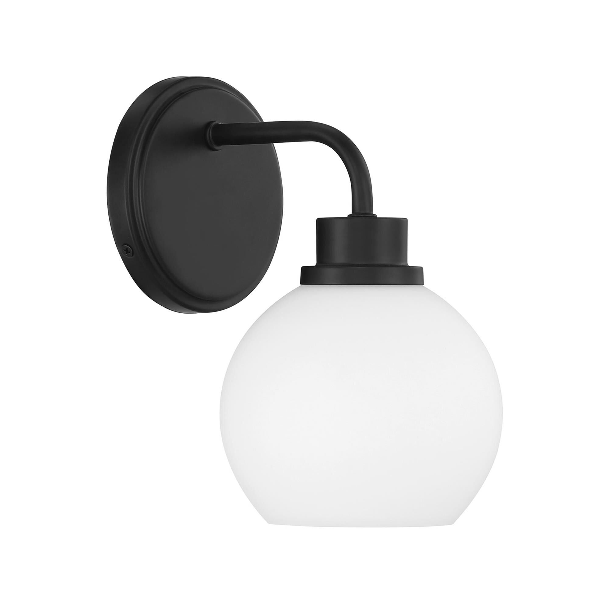 Shown in Matte Black finish and White Opal glass