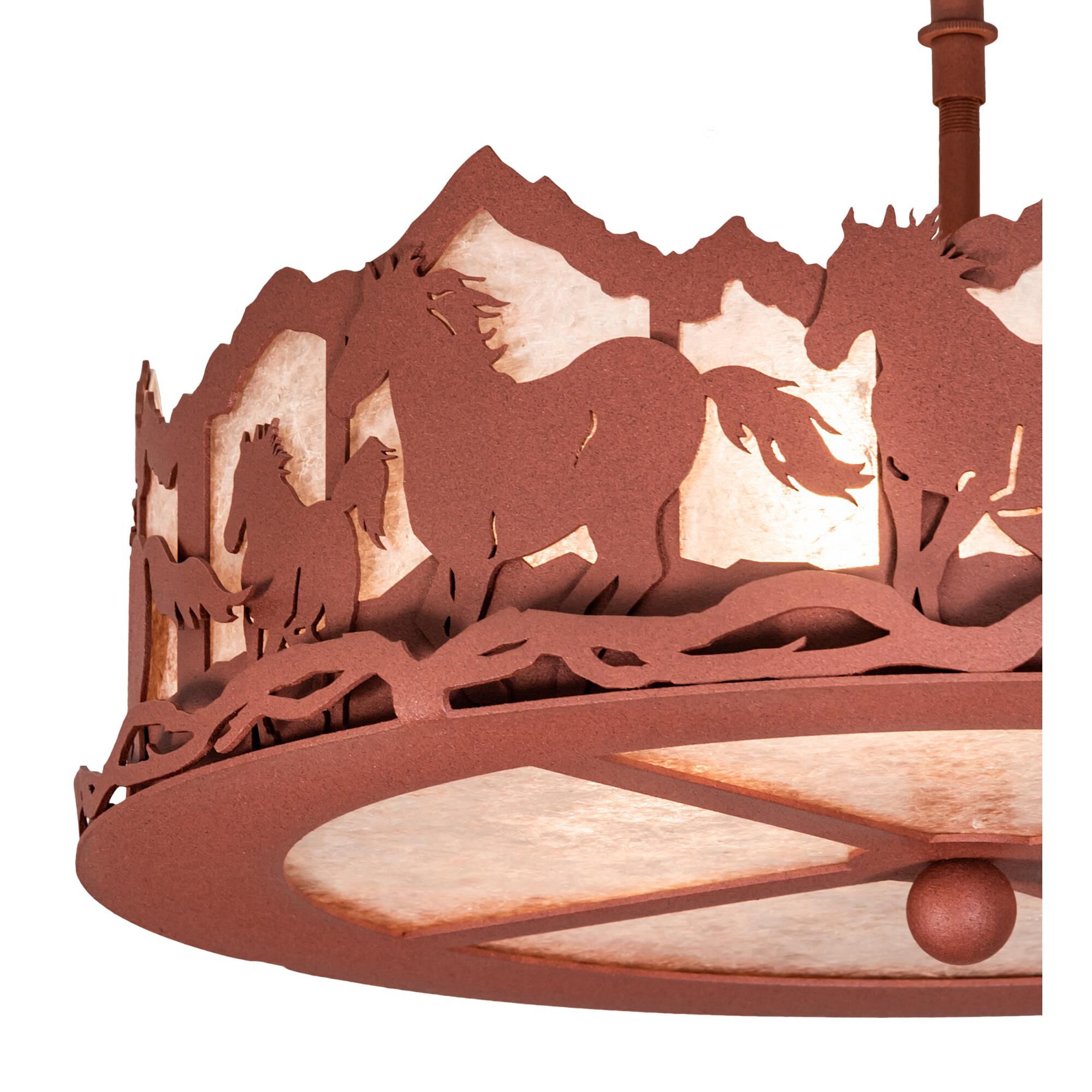 Shown in Rust Finish finish and Silver Mica glass