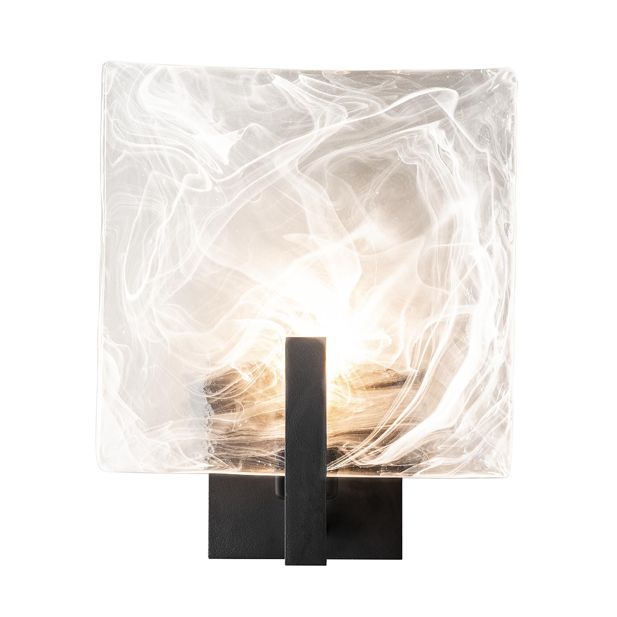 Shown in Black finish and White Swirl glass