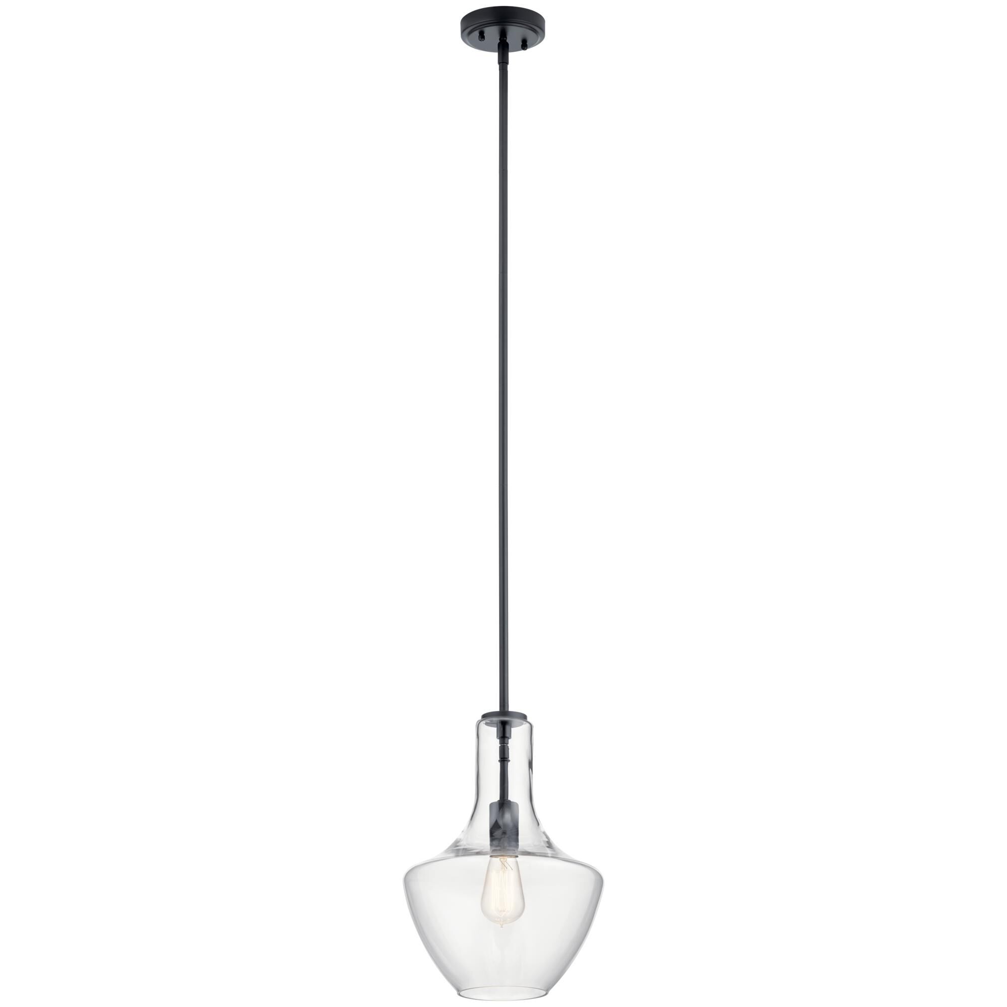 Shown in Black finish and Clear glass