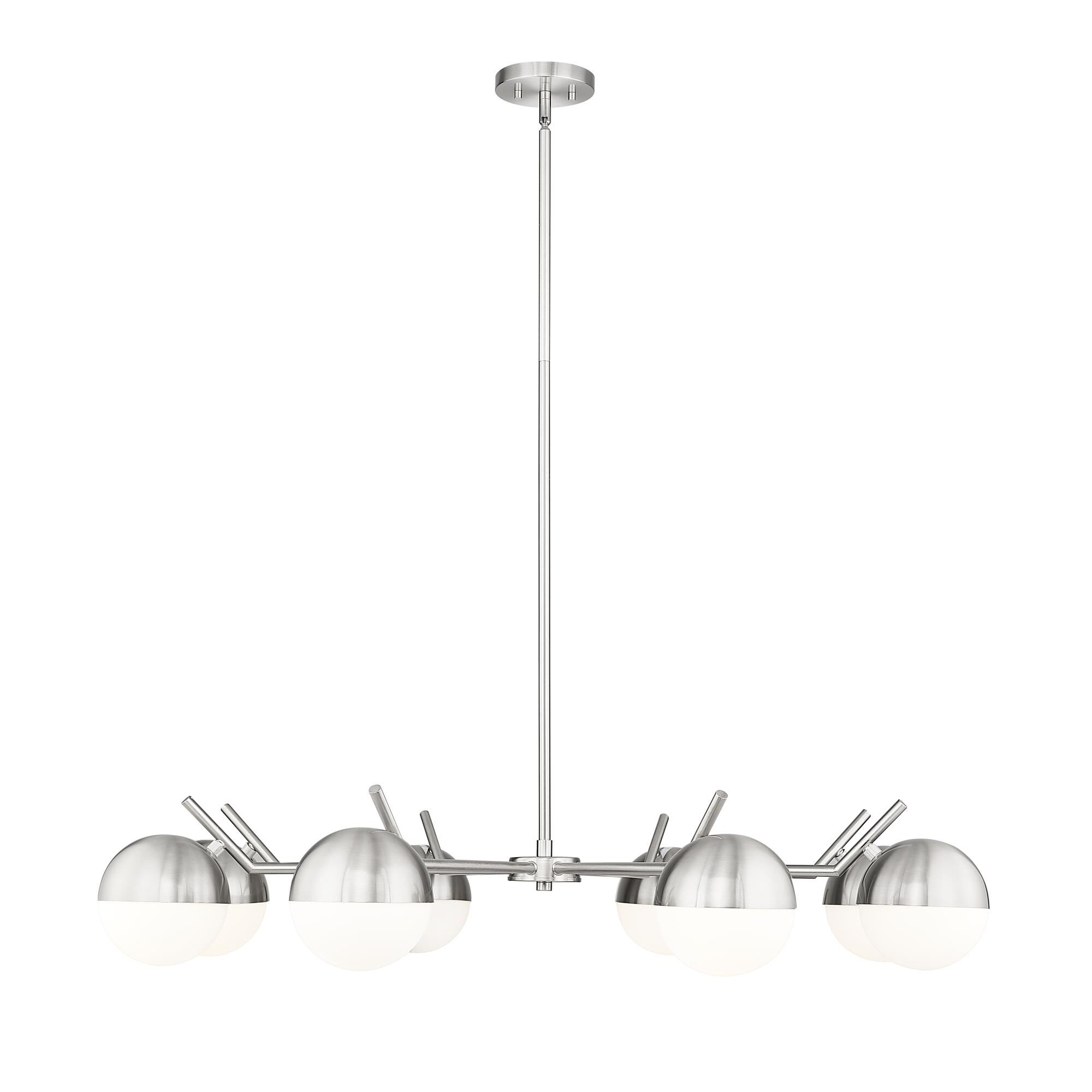 Shown in Brushed Nickel finish and Matte Opal glass and Matte Opal shade