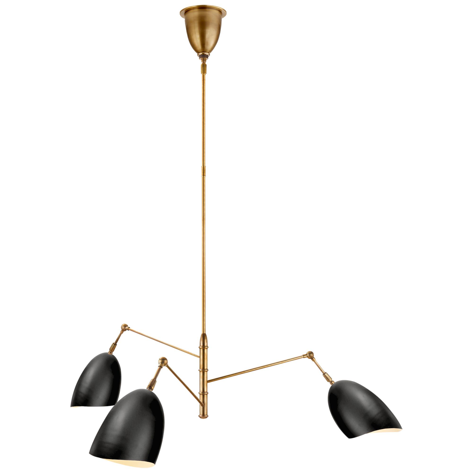 Shown in Hand-Rubbed Antique Brass finish and Black shade