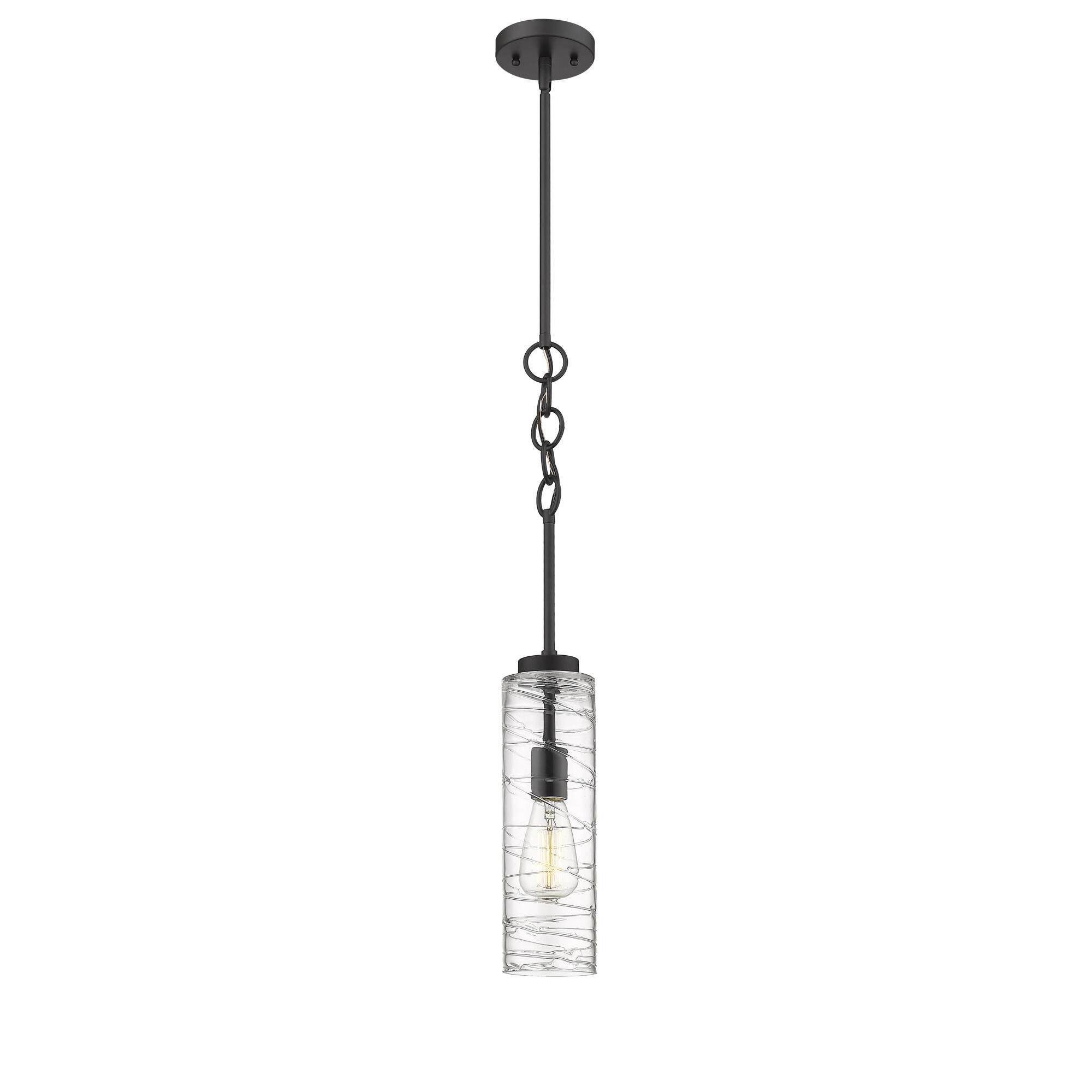 Shown in Matte Black, Clear Deco Swirl finish and Clear Deco Swirl glass and Clear Deco Swirl Glass shade