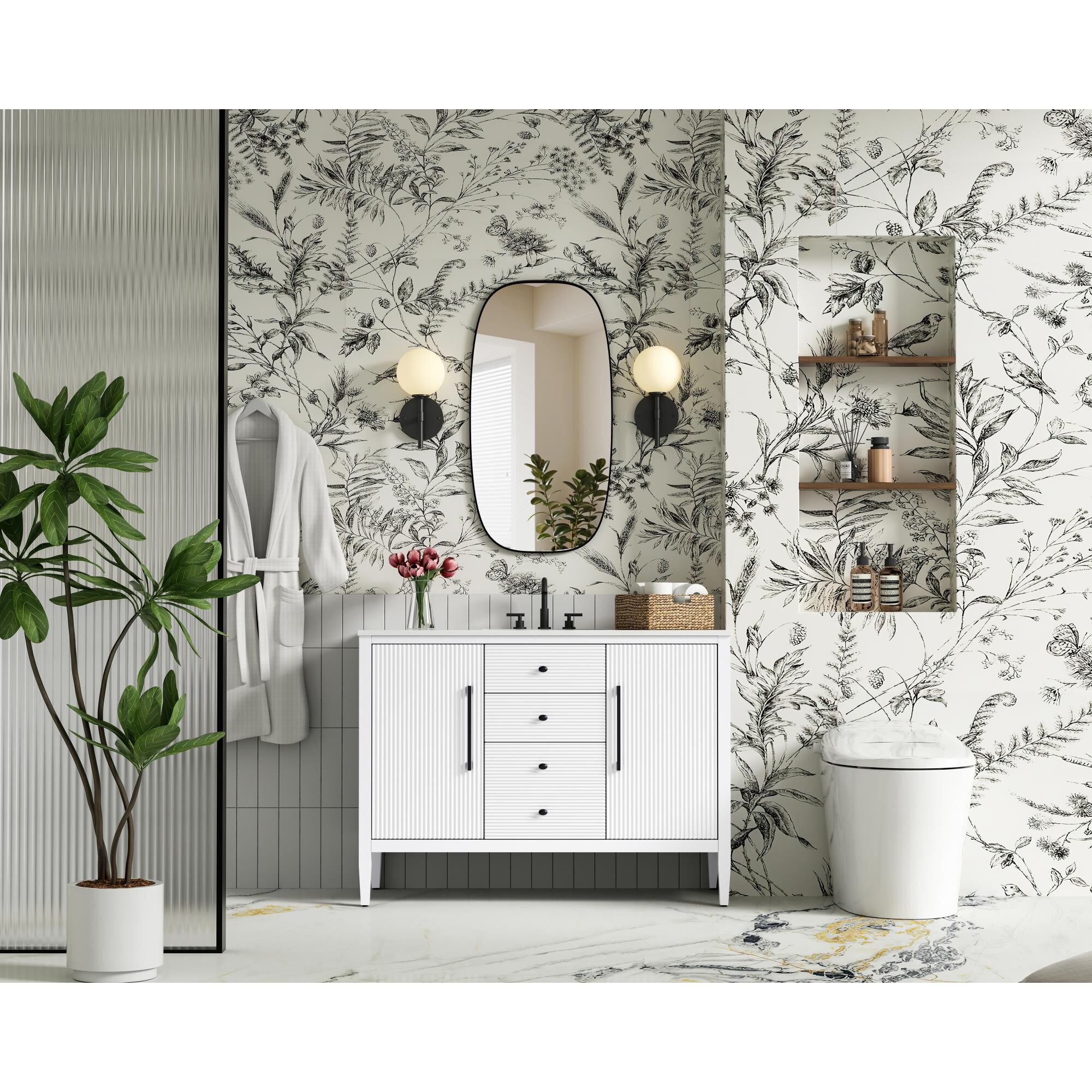 Shown in White finish