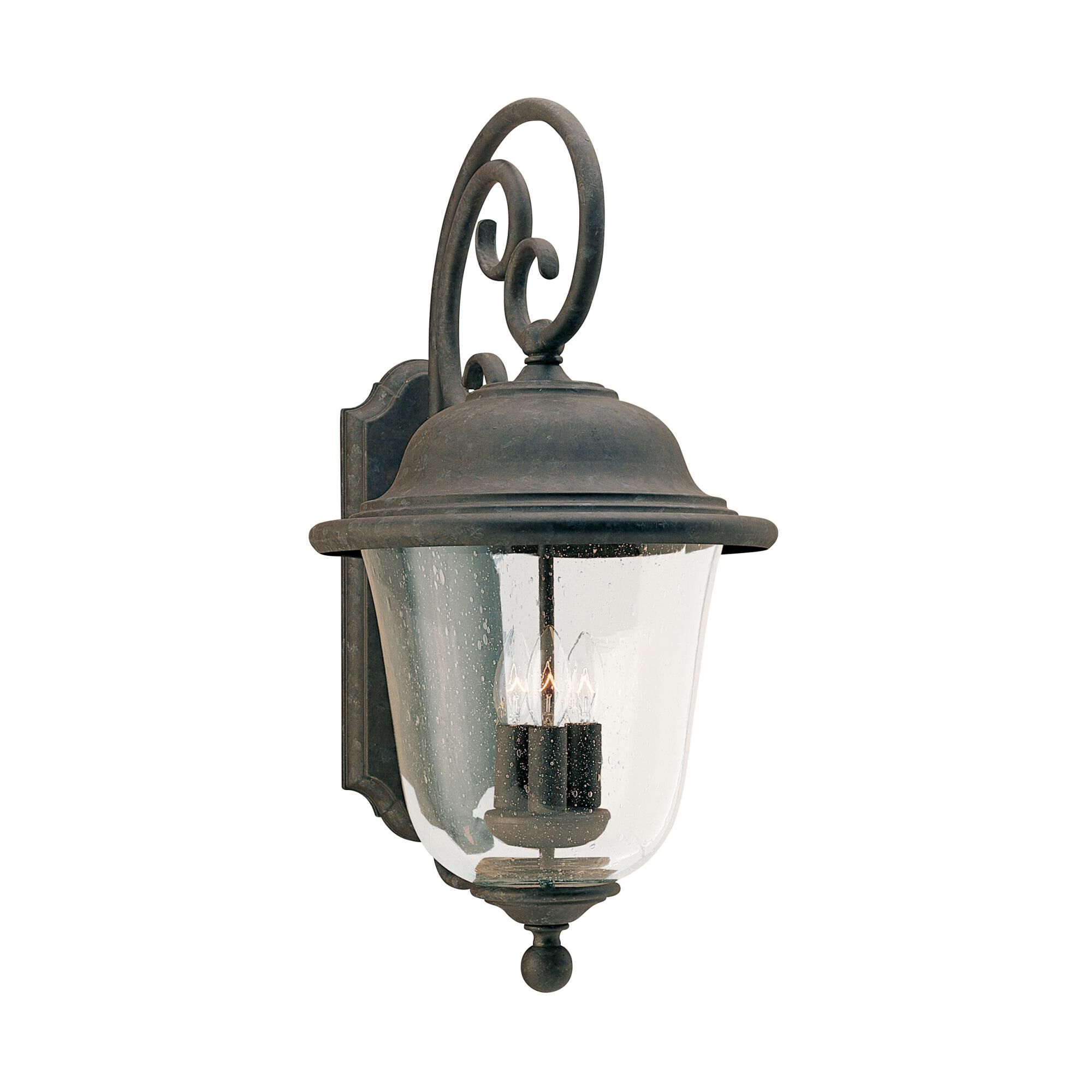 Shown in Oxidized Bronze finish and Clear Seeded  Shade glass and Clear Seeded Glass shade