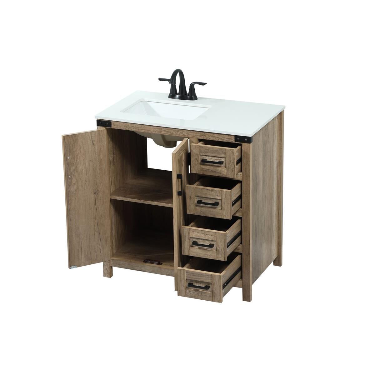 Shown in Natural Oak finish and Without Backsplash accent