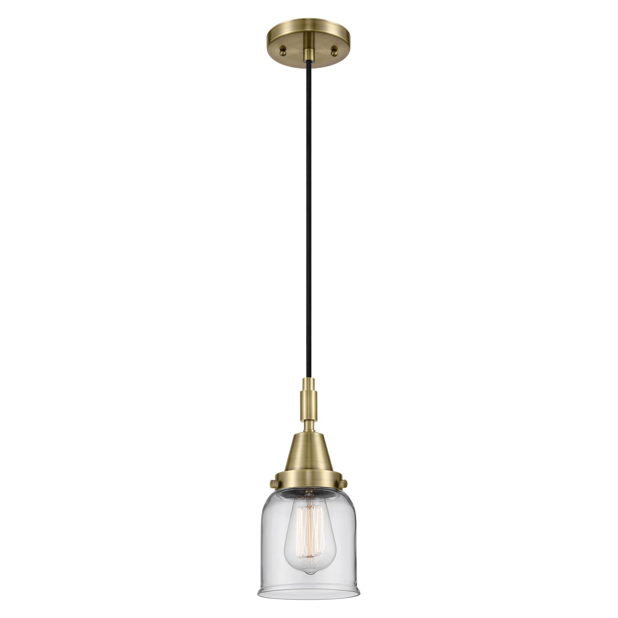 Shown in Antique Brass finish and Clear glass