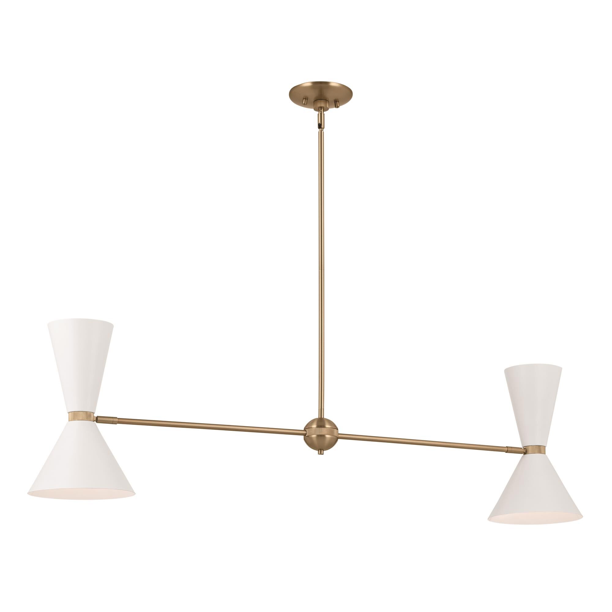 Shown in Champagne Bronze with White finish and Metal and Cone shade
