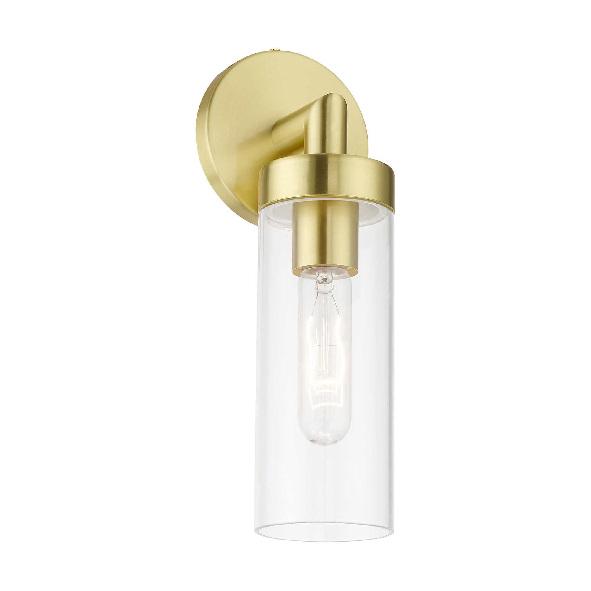 Shown in Satin Brass finish and Clear glass