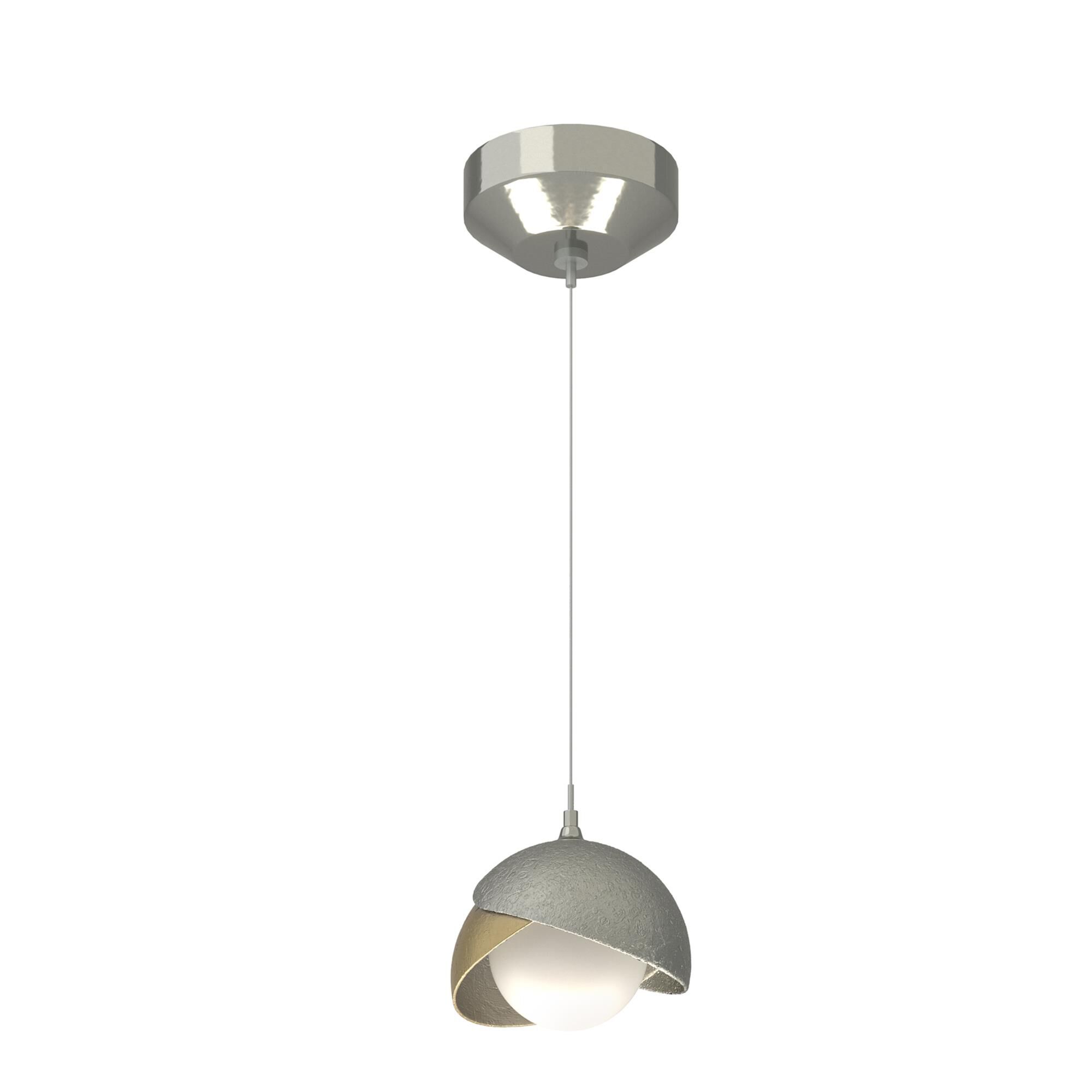Shown in Sterling finish and Opal glass and Modern Brass  accent
