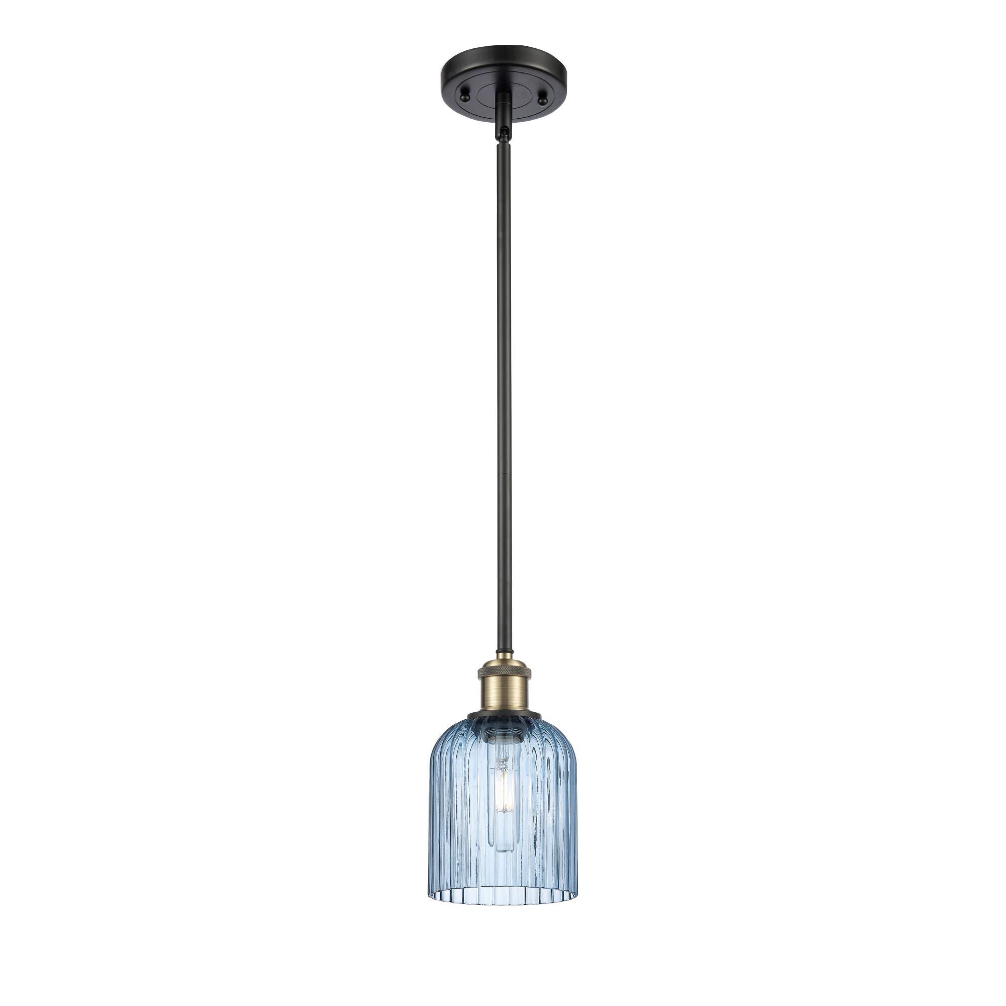 Shown in Black Antique Brass finish and Princess Blue shade