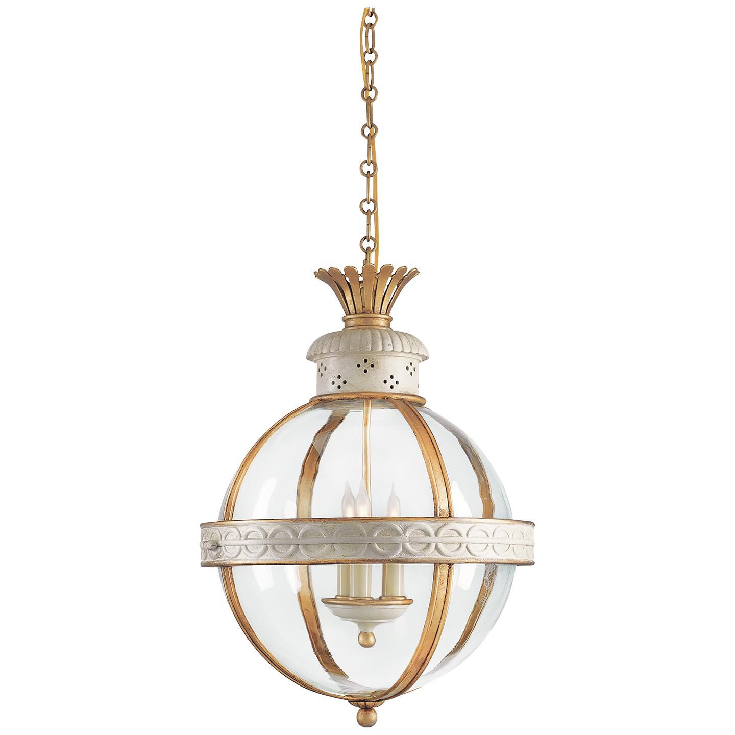 Shown in Antique White finish and Clear glass