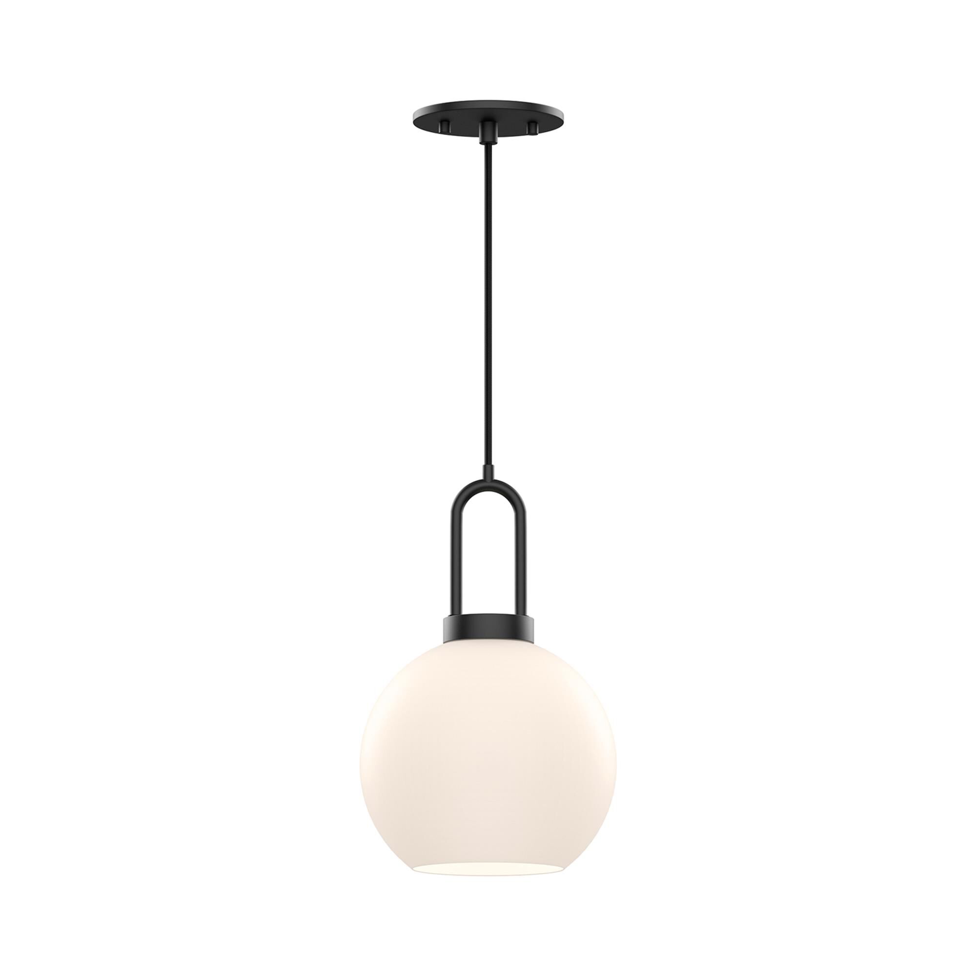 Shown in Matte Black finish and Opal glass and Black Braided Cord accent