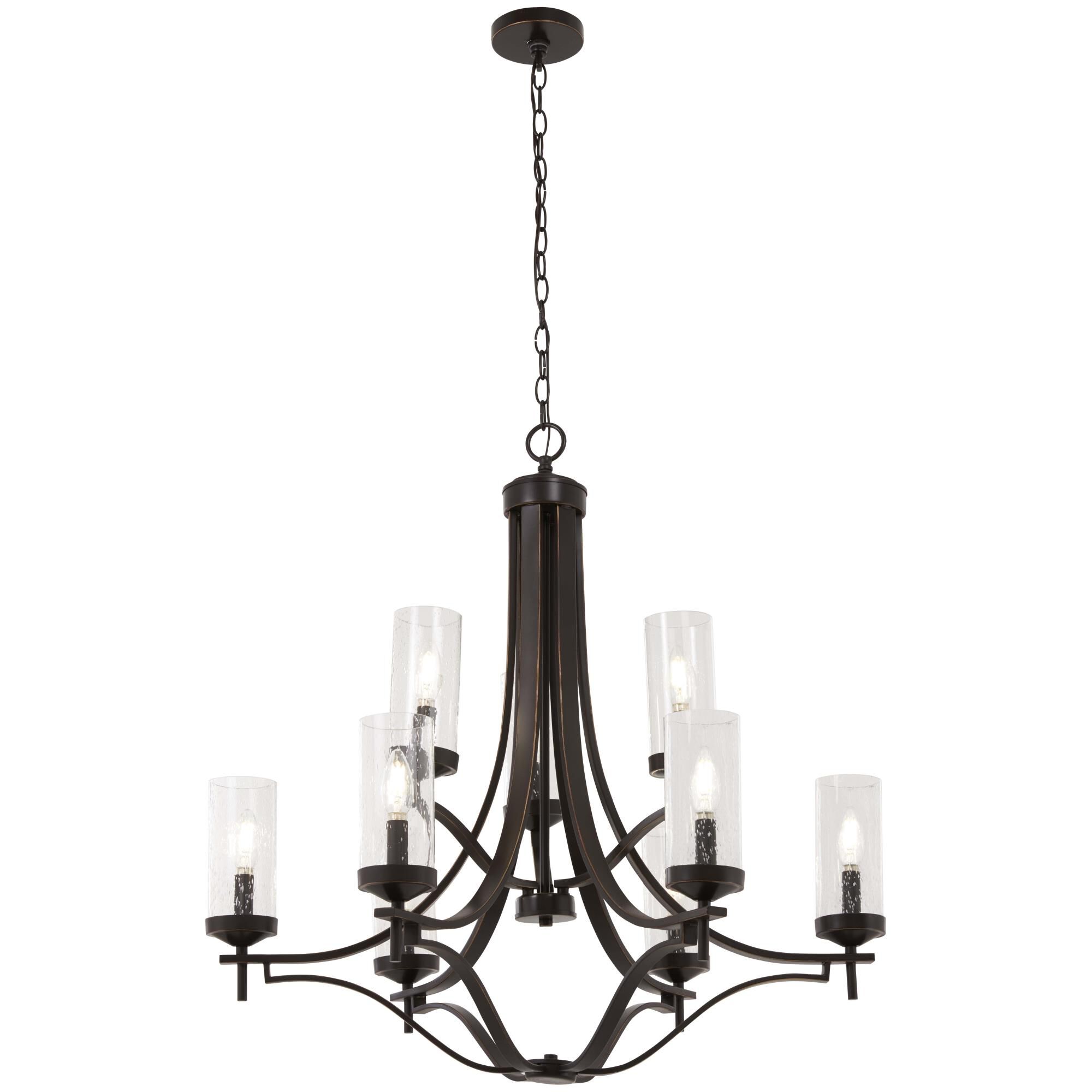 Shown in Downton Bronze With Gold Highl finish and Clear Seedy glass