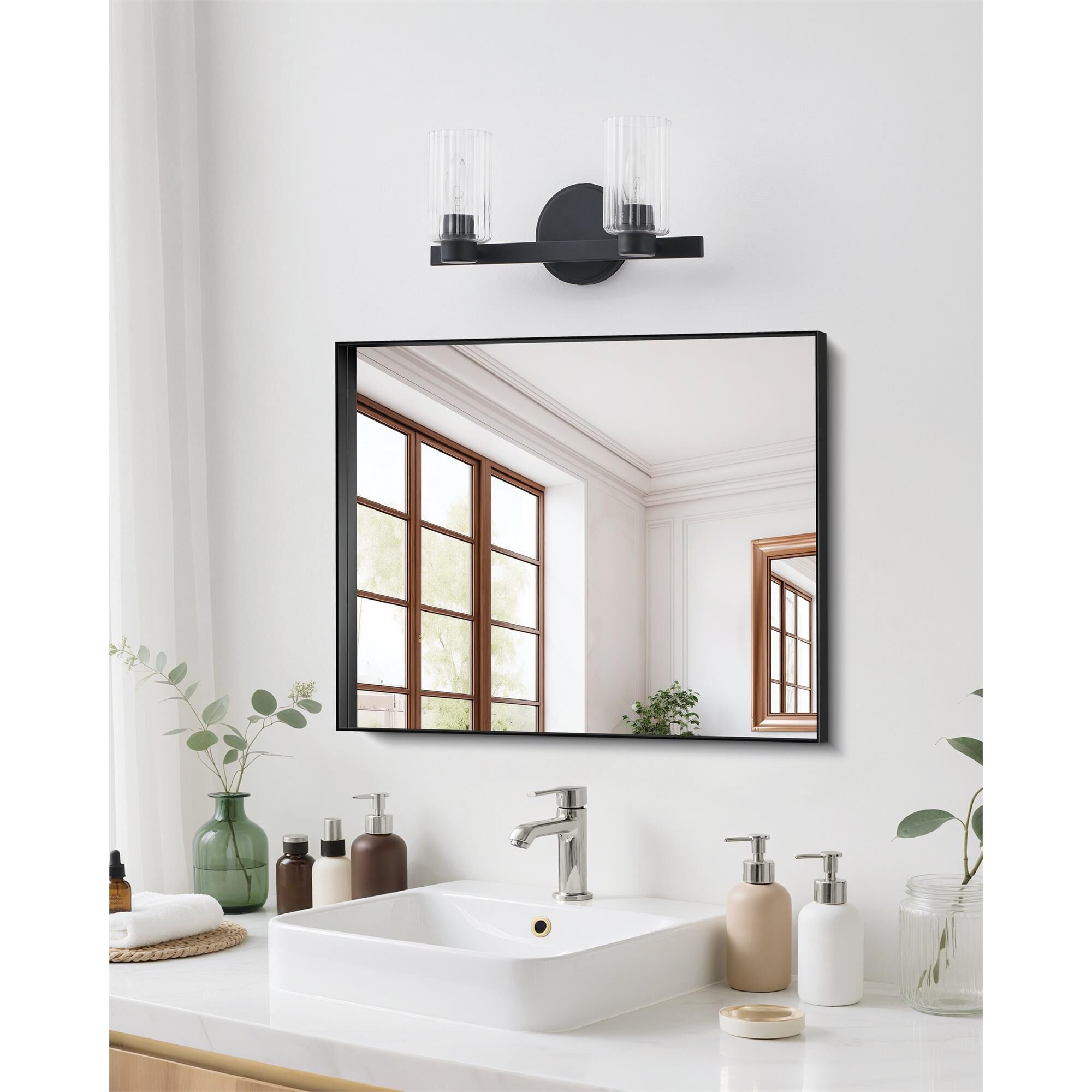 Shown in Matte Black finish and Clear Ribbed glass