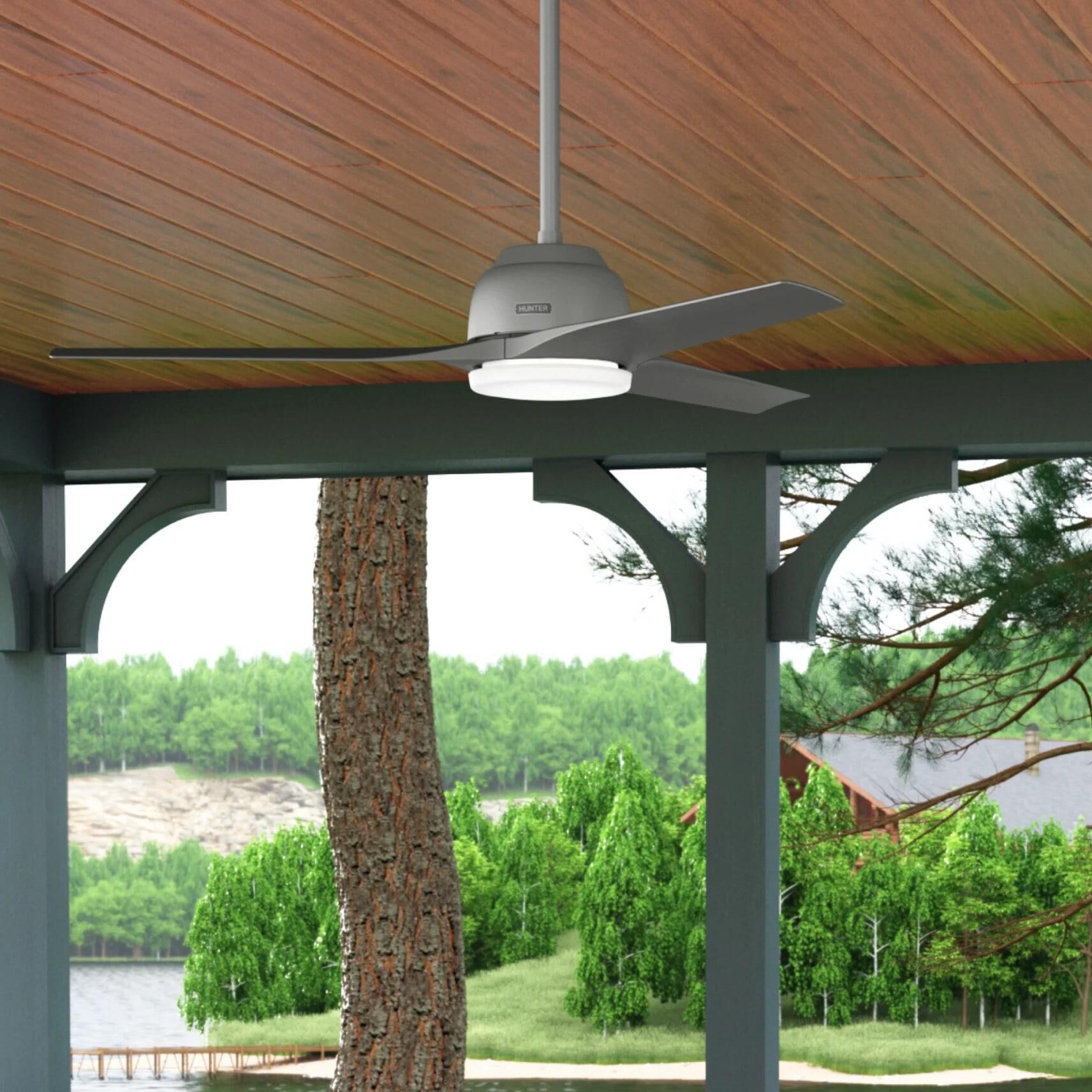 Gallegos Outdoor Rated 52 Inch Ceiling Fan with Light Kit by Hunter Fan