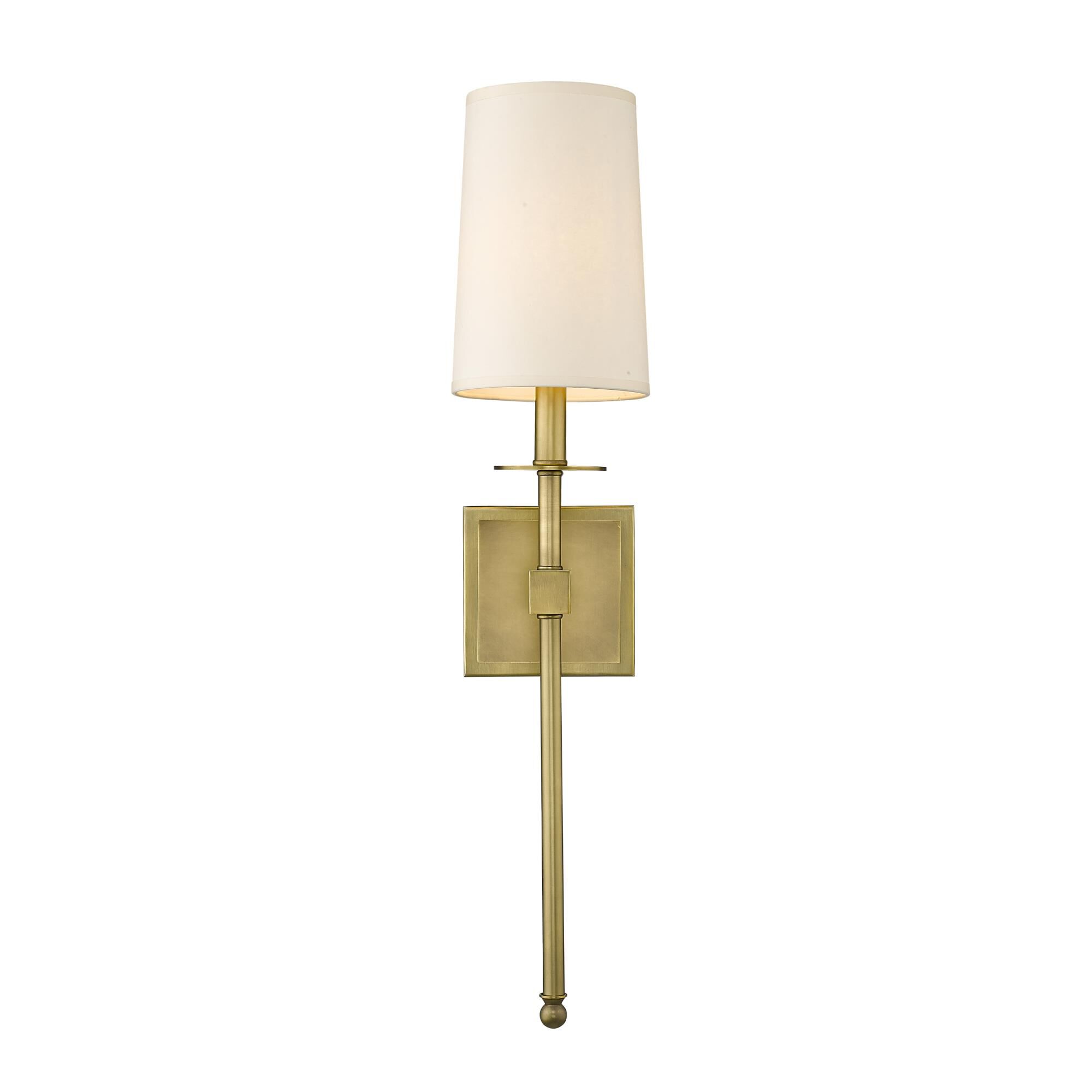 Shown in Rubbed Brass finish and Parchment Paper glass and Parchment Paper shade