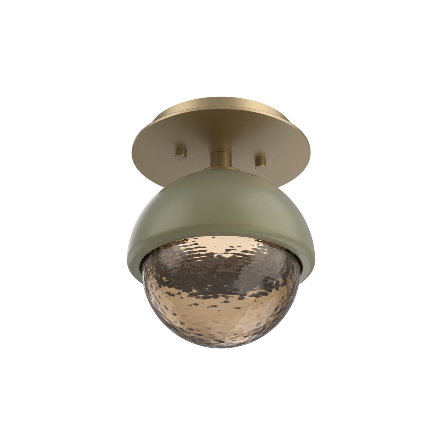 Shown in Gilded Brass finish and Bronze glass and Sage Green accent